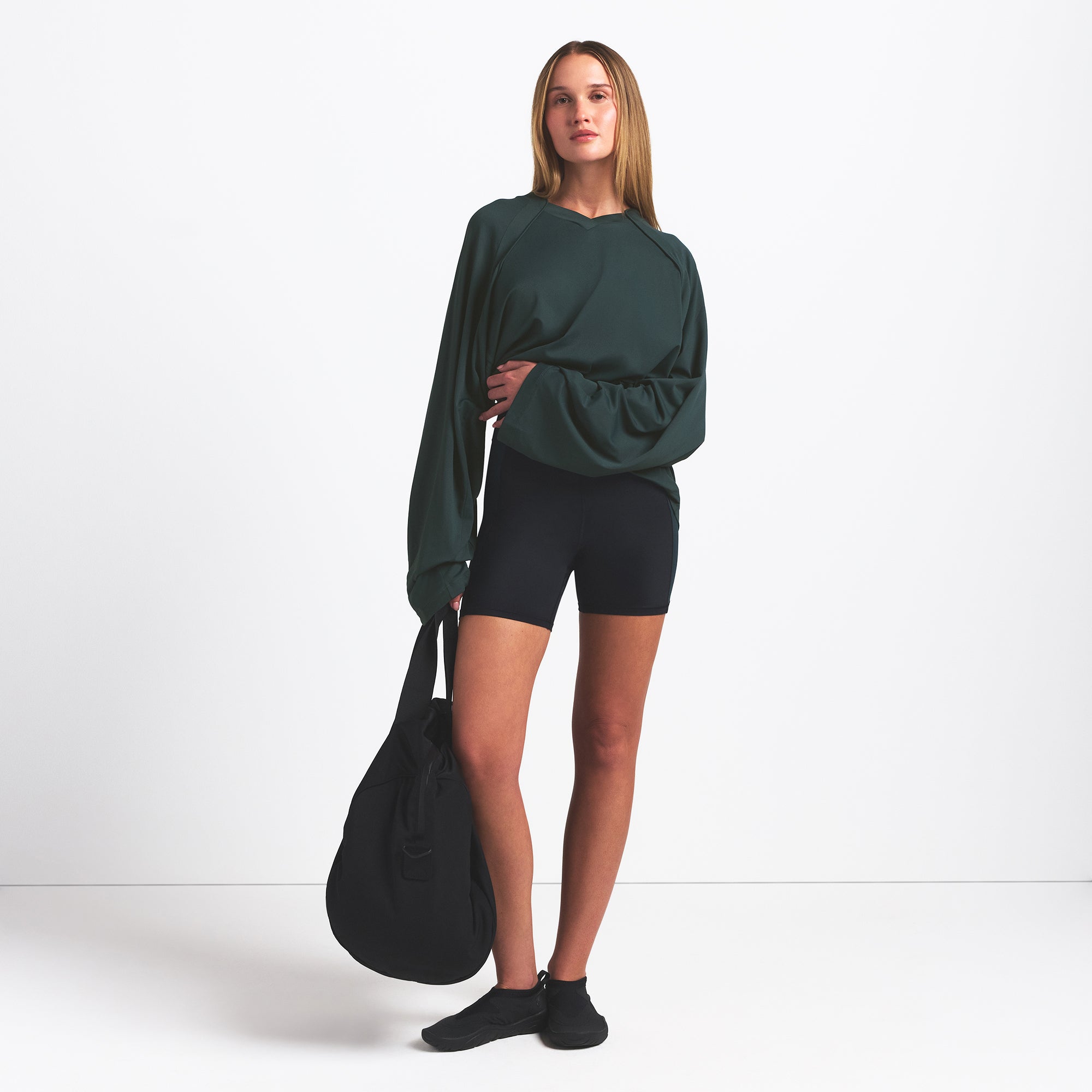 NikeSKIMS AIRY V-NECK OVERSIZED LONG SLEEVE TOP | DARK TEAL - Image 2