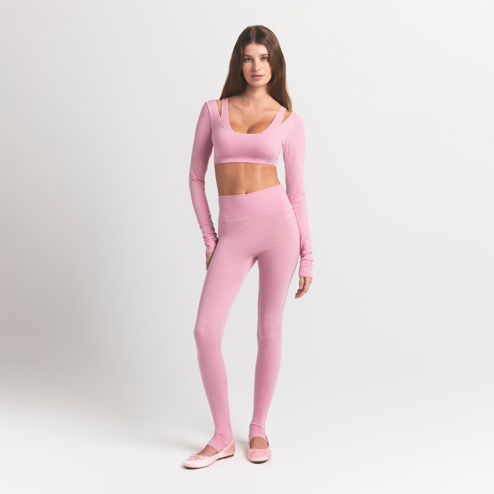 WOOL RIB LONG SLEEVE SUPER CROPPED TOP | HALITE - Image 2