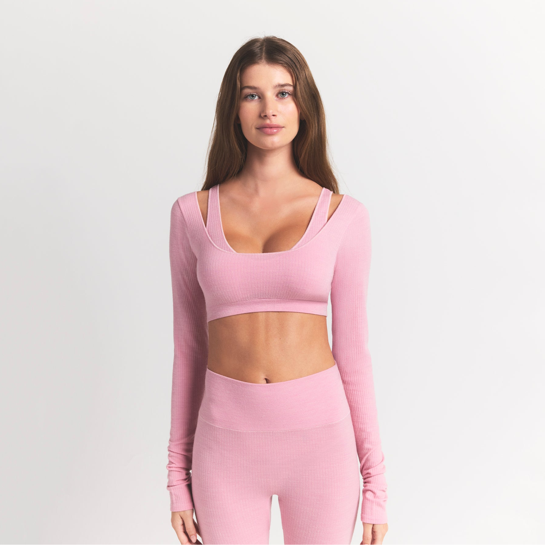 WOOL RIB LONG SLEEVE SUPER CROPPED TOP | HALITE - Image 5