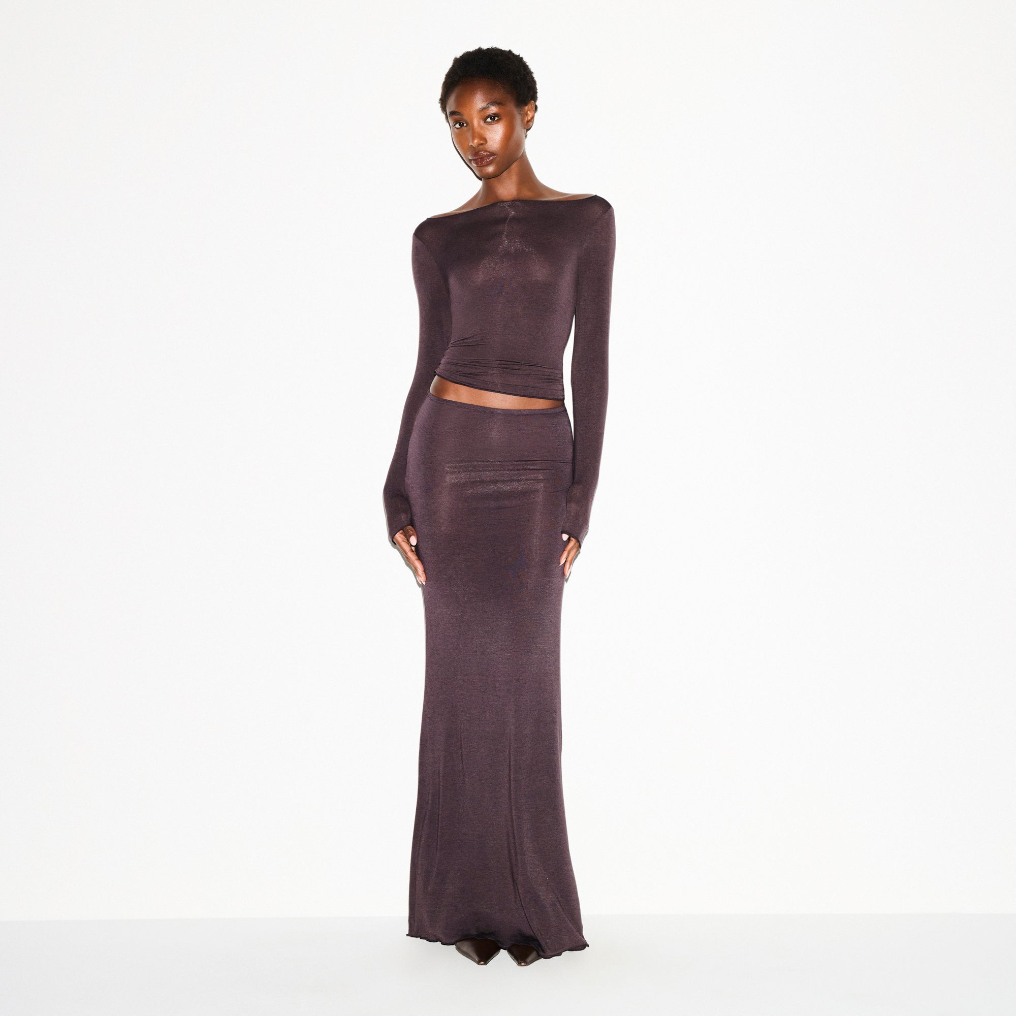SHEER MODAL LONG SLEEVE BOATNECK TOP | PHOENIX - Image 3