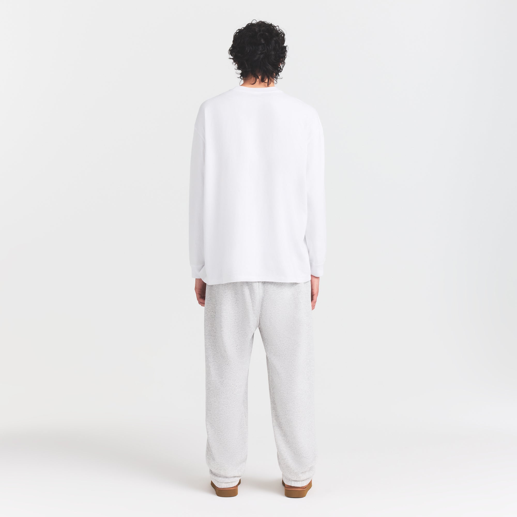 HEAVYWEIGHT COTTON MENS RELAXED LONG SLEEVE T-SHIRT | CHALK - Image 5