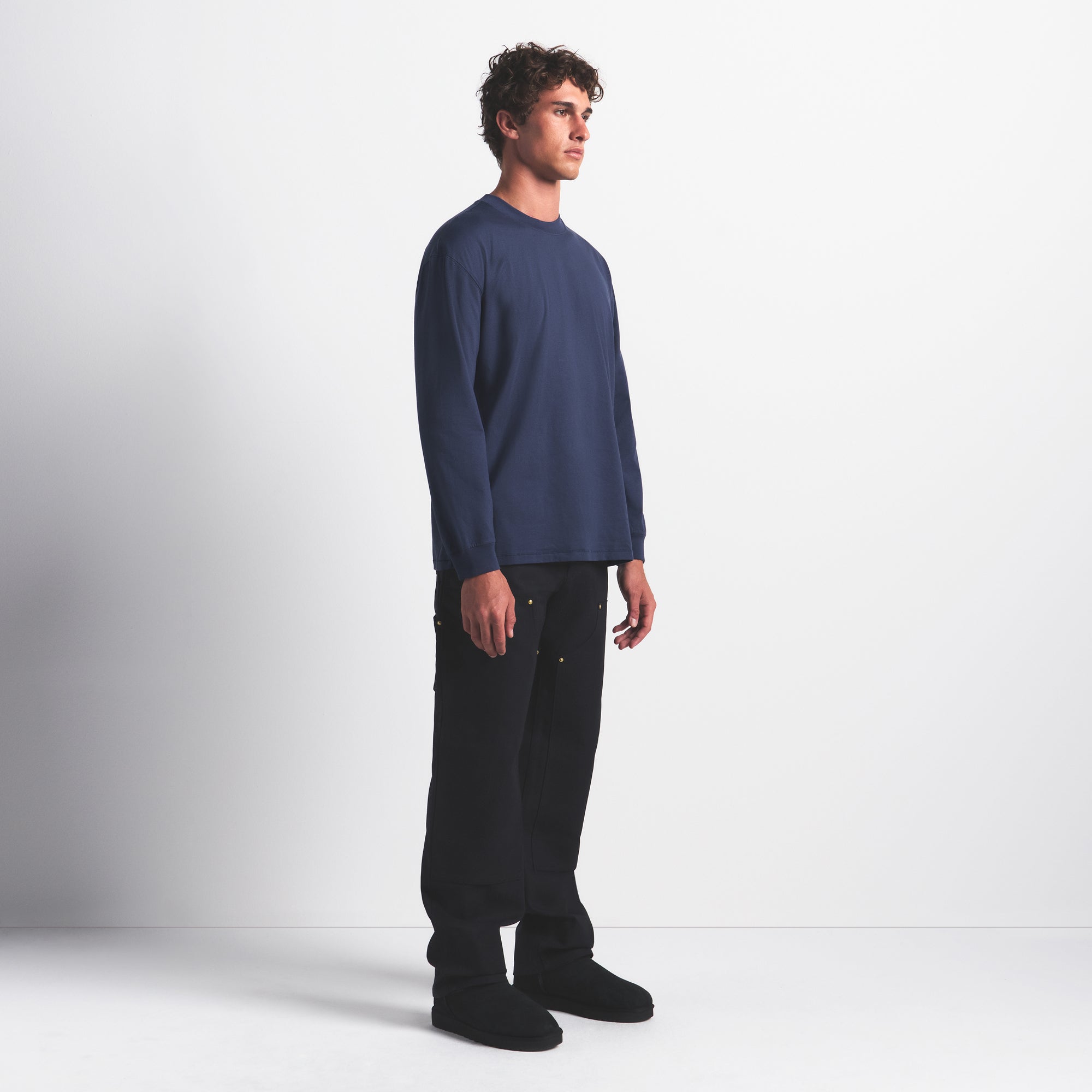 HEAVYWEIGHT COTTON MENS RELAXED LONG SLEEVE T-SHIRT | DAMSON - Image 2