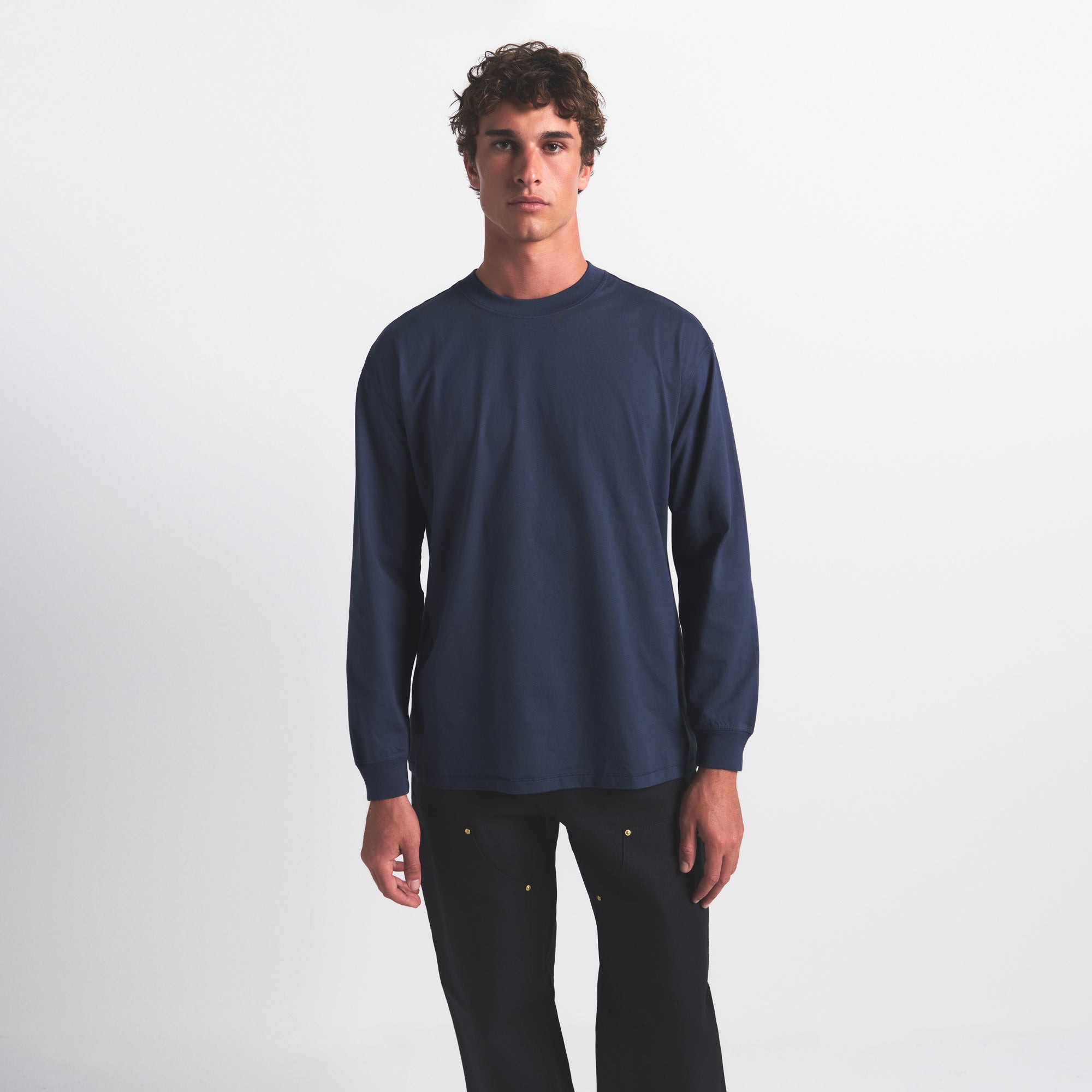 HEAVYWEIGHT COTTON MENS RELAXED LONG SLEEVE T-SHIRT | DAMSON - Image 5