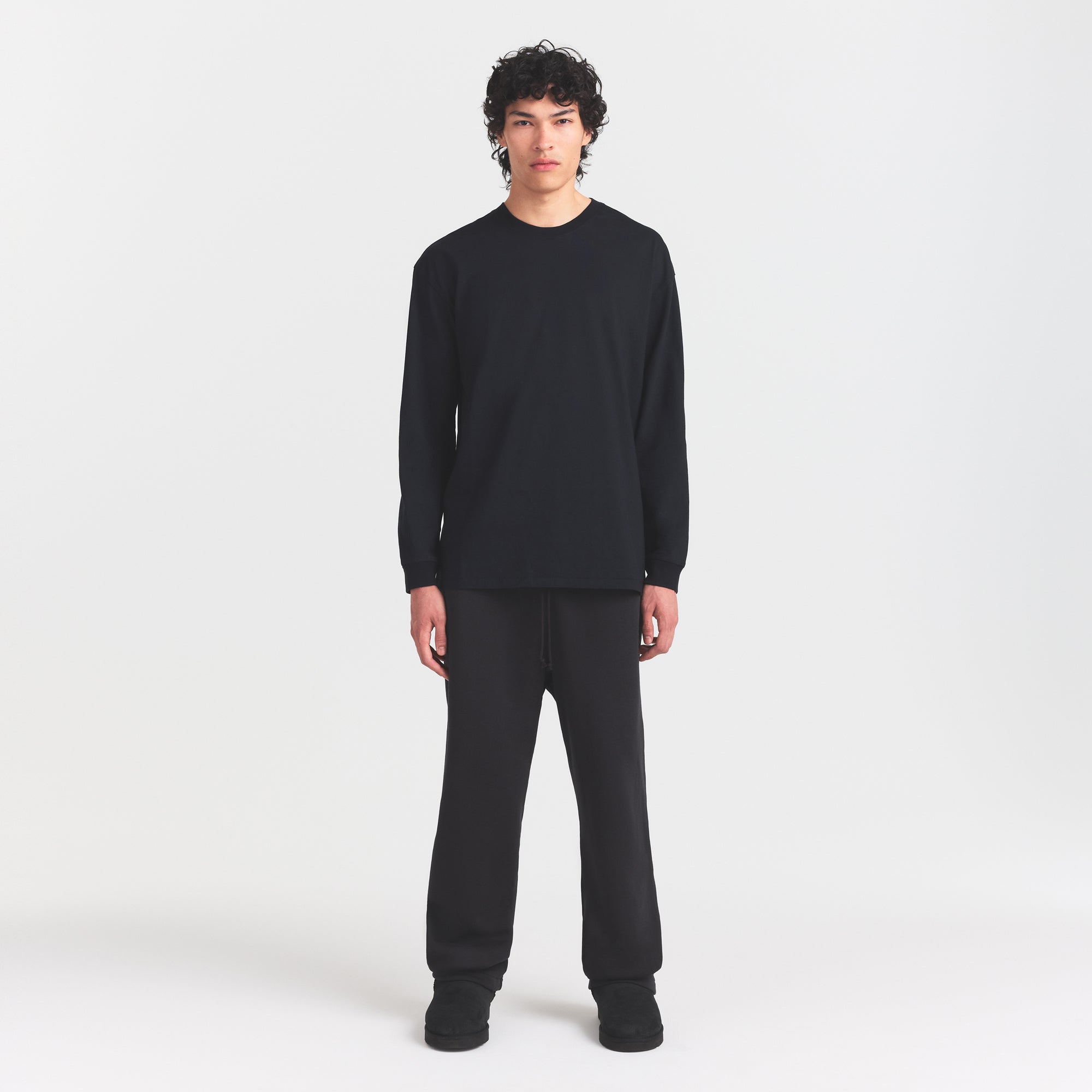 HEAVYWEIGHT COTTON MENS RELAXED LONG SLEEVE T-SHIRT | OBSIDIAN - Image 2