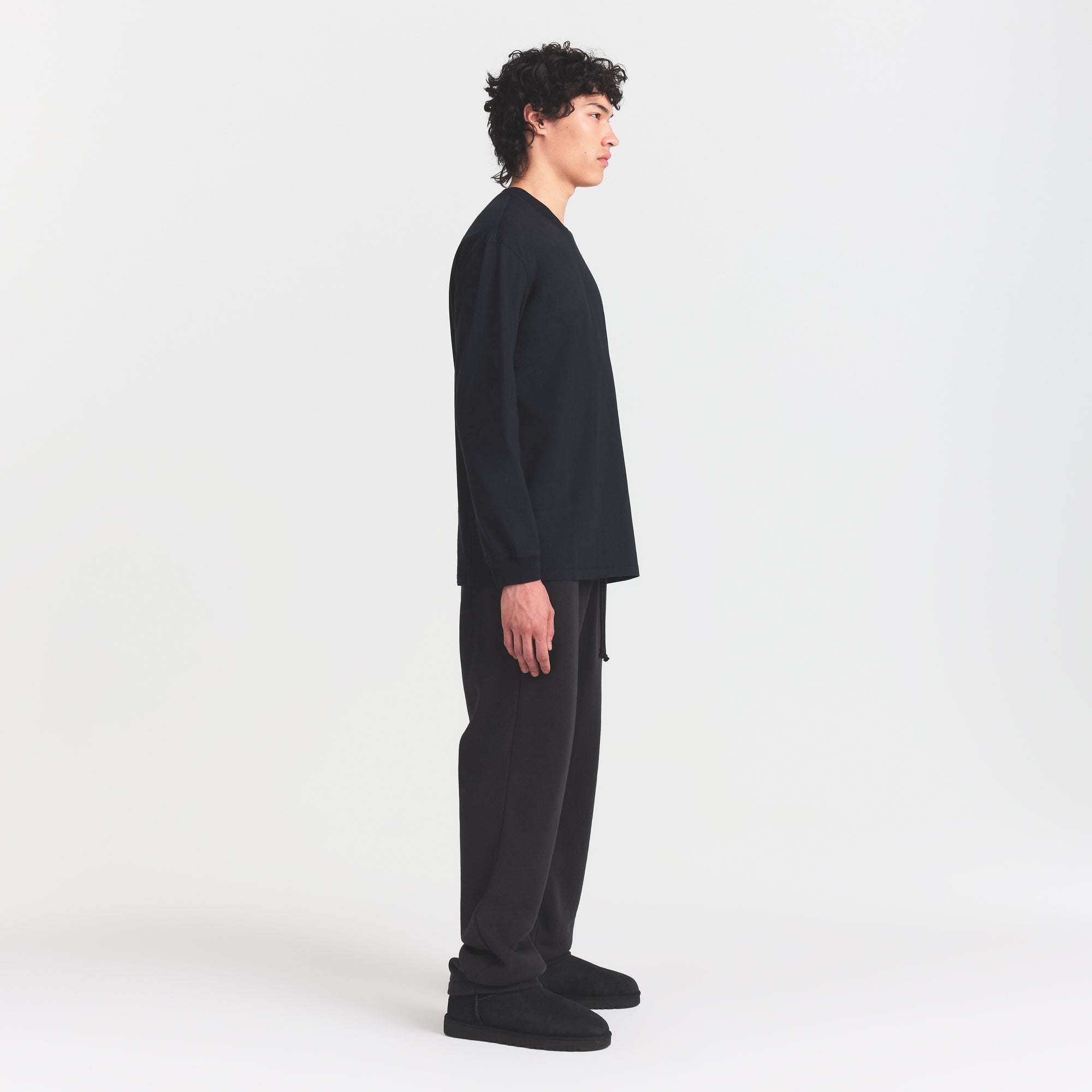 HEAVYWEIGHT COTTON MENS RELAXED LONG SLEEVE T-SHIRT | OBSIDIAN - Image 4