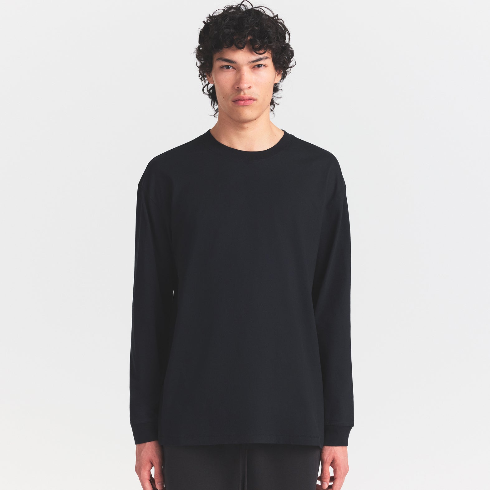 HEAVYWEIGHT COTTON MENS RELAXED LONG SLEEVE T-SHIRT | OBSIDIAN - Image 3