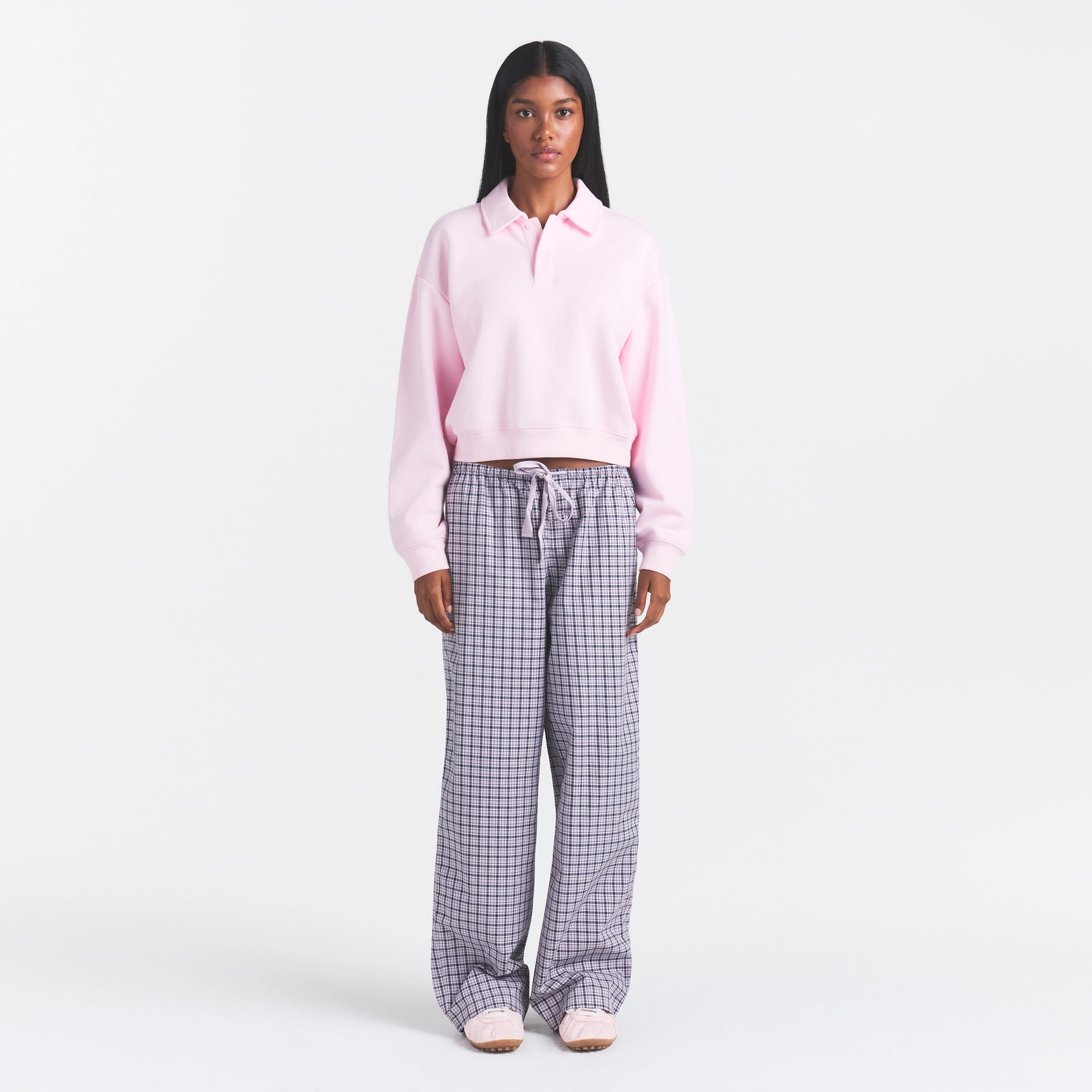 COTTON FLEECE POLO SWEATSHIRT | CHERRY BLOSSOM - Image 2