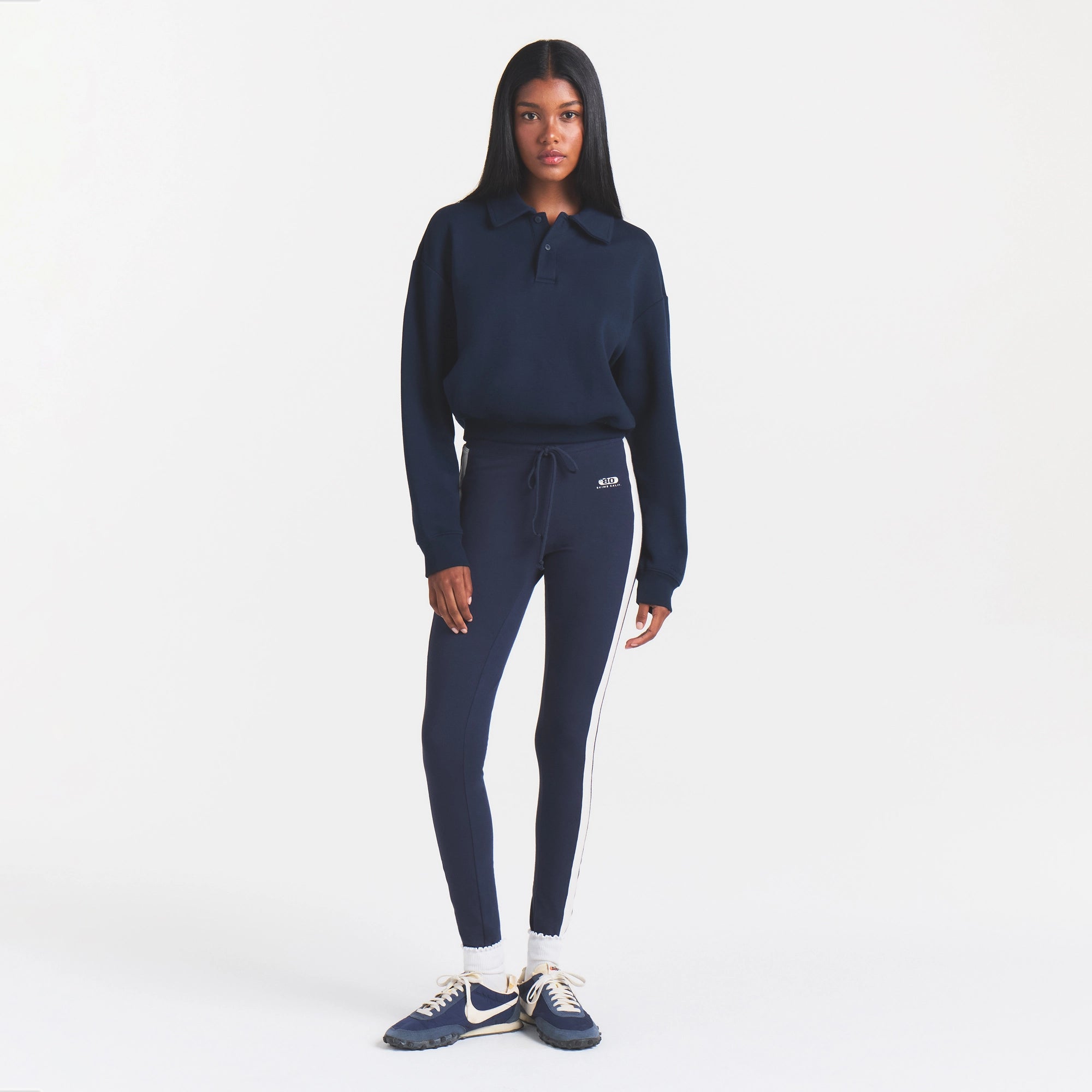 COTTON FLEECE POLO SWEATSHIRT | NAVY - Image 2