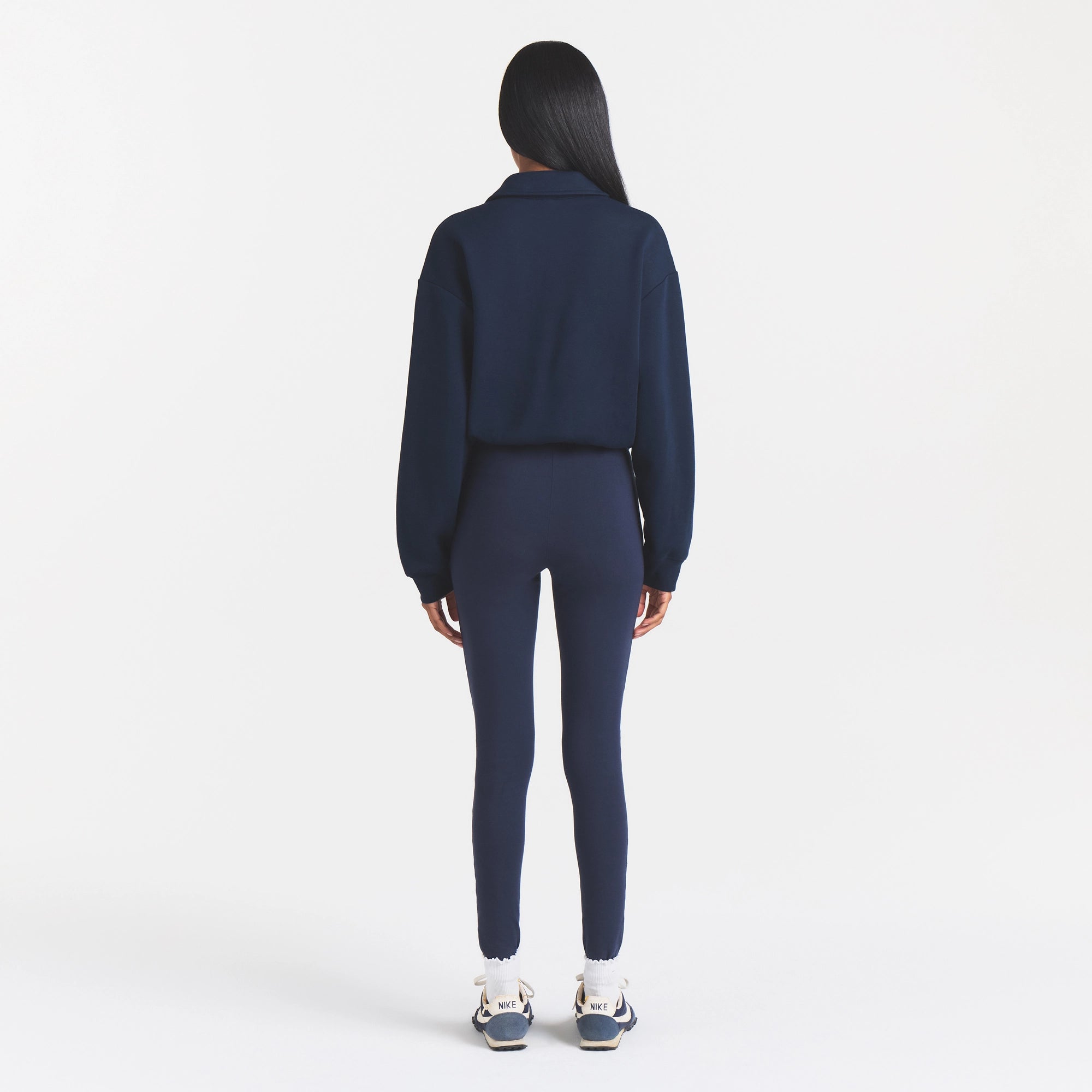 COTTON FLEECE POLO SWEATSHIRT | NAVY - Image 4