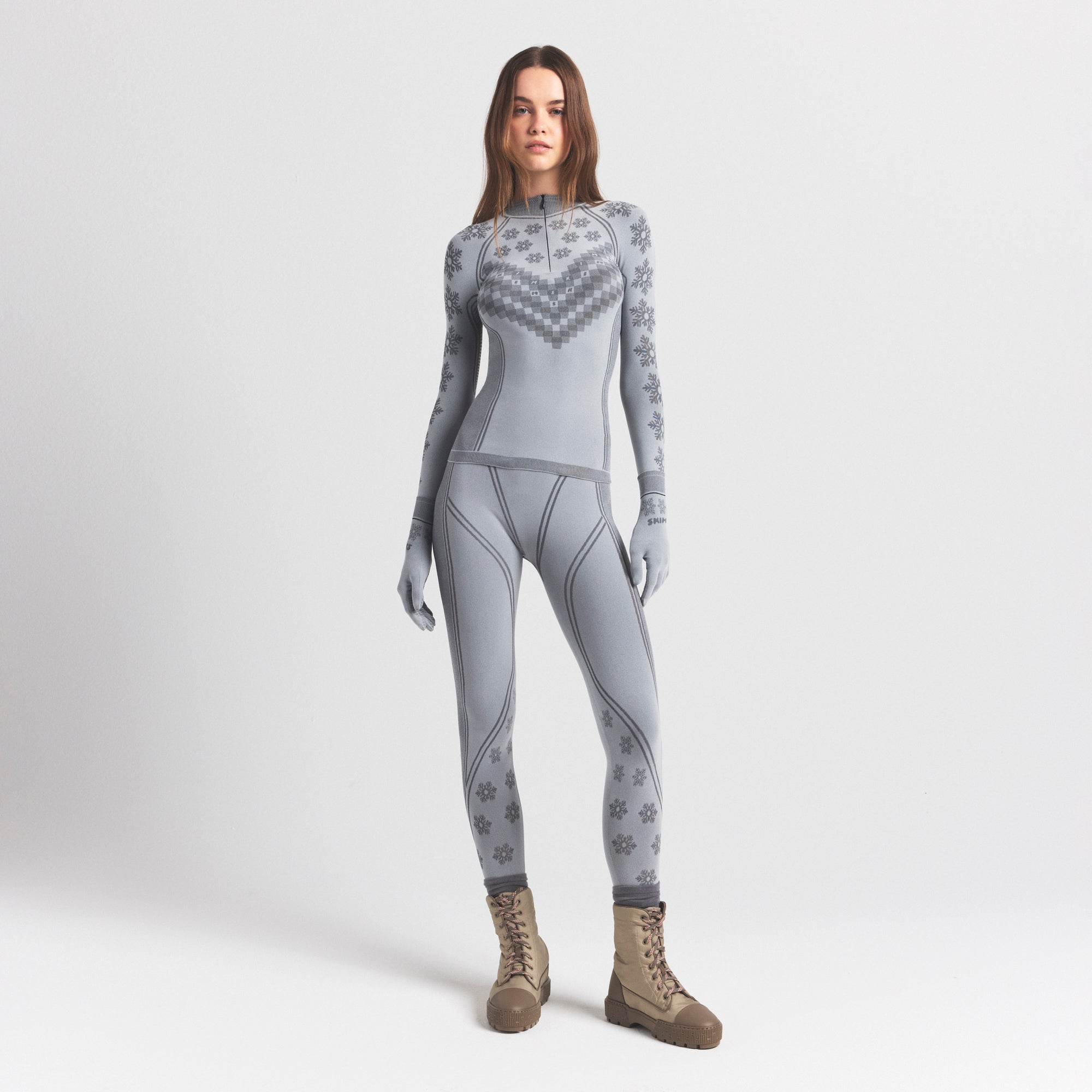 SKIMS FIRST LAYERS HALF ZIP LONG SLEEVE | MIRROR WINTER FAIR ISLE - Image 2