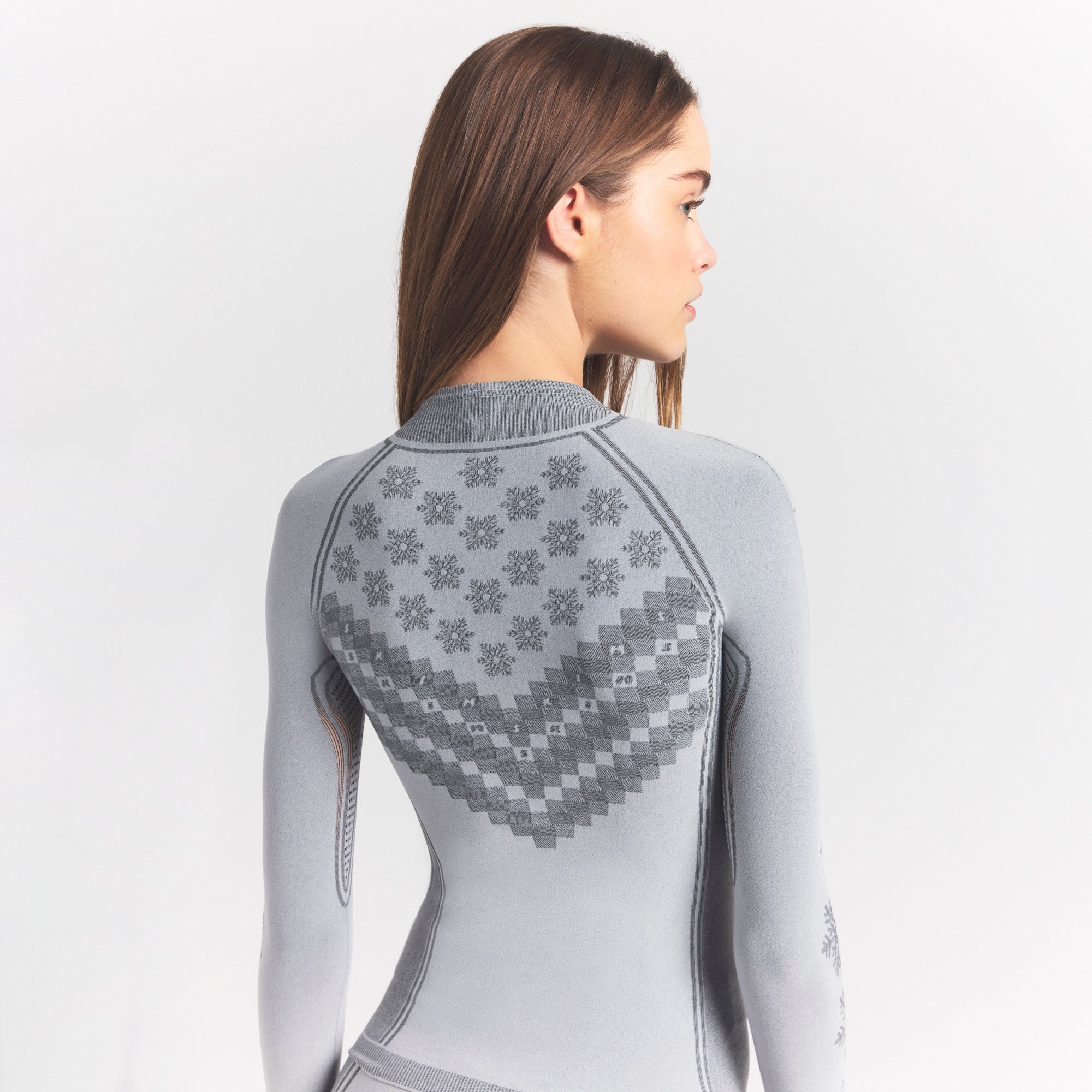 SKIMS FIRST LAYERS HALF ZIP LONG SLEEVE | MIRROR WINTER FAIR ISLE - Image 4