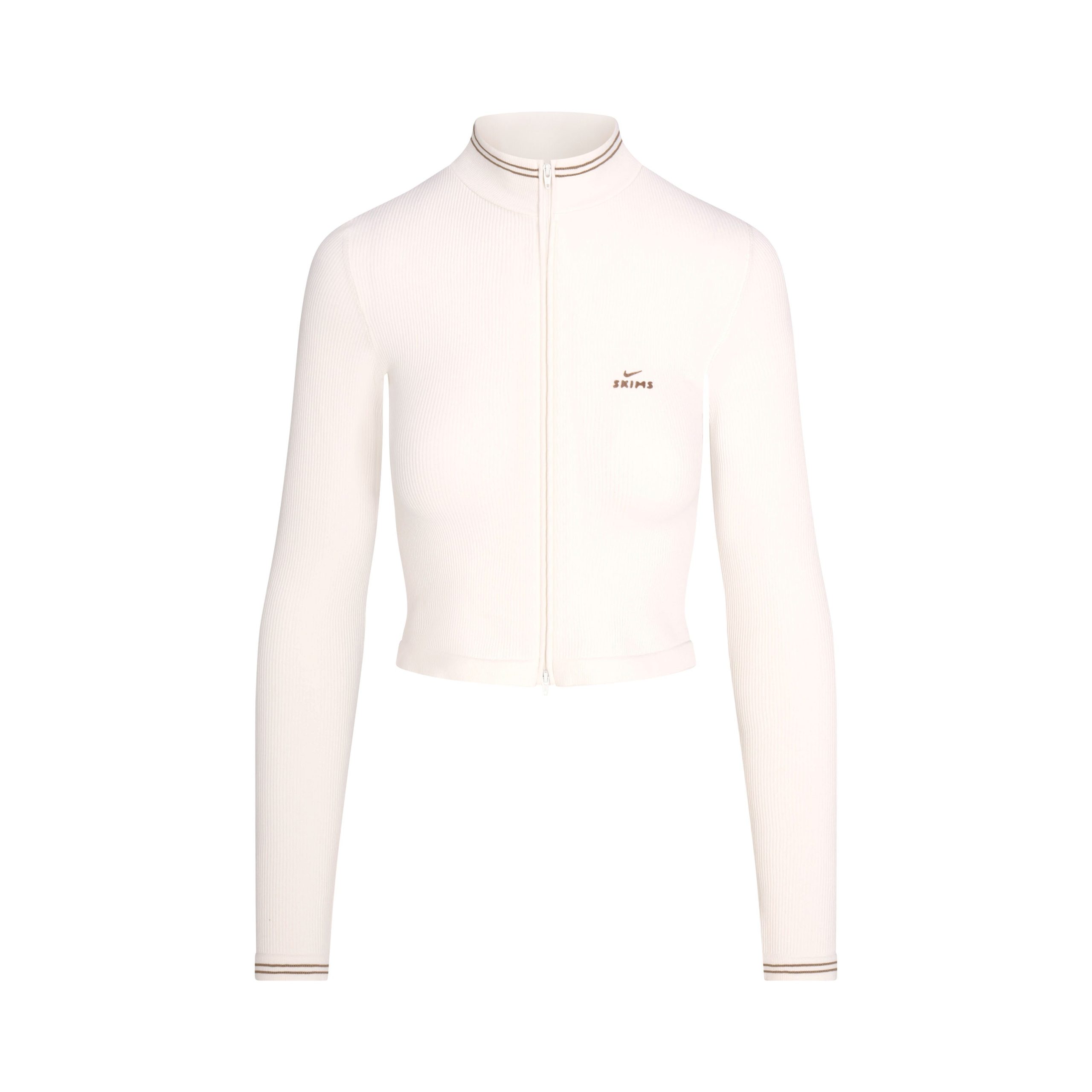 NikeSKIMS RIBBED SEAMLESS ZIP UP CROP JACKET | IVORY