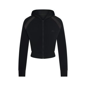 NikeSKIMS STRETCH KNIT SHRUNKEN ZIP HOODIE | OBSIDIAN