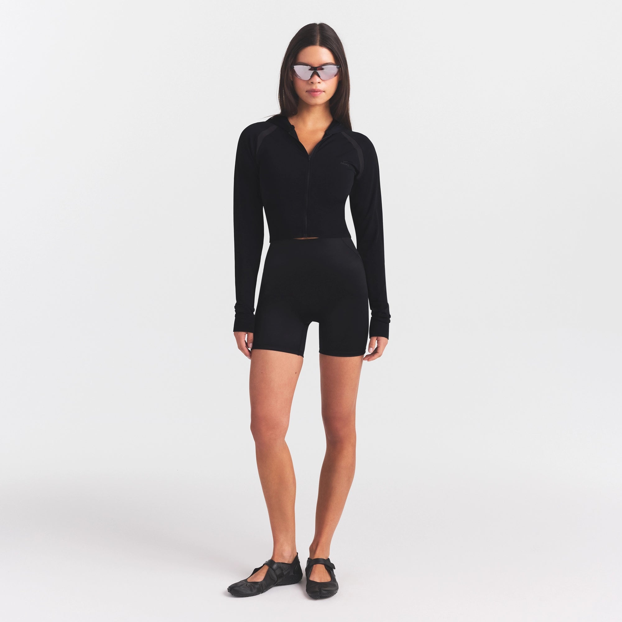 NikeSKIMS SATIN SHINE BONDED WAIST 5 BIKER SHORT | OBSIDIAN - Image 3