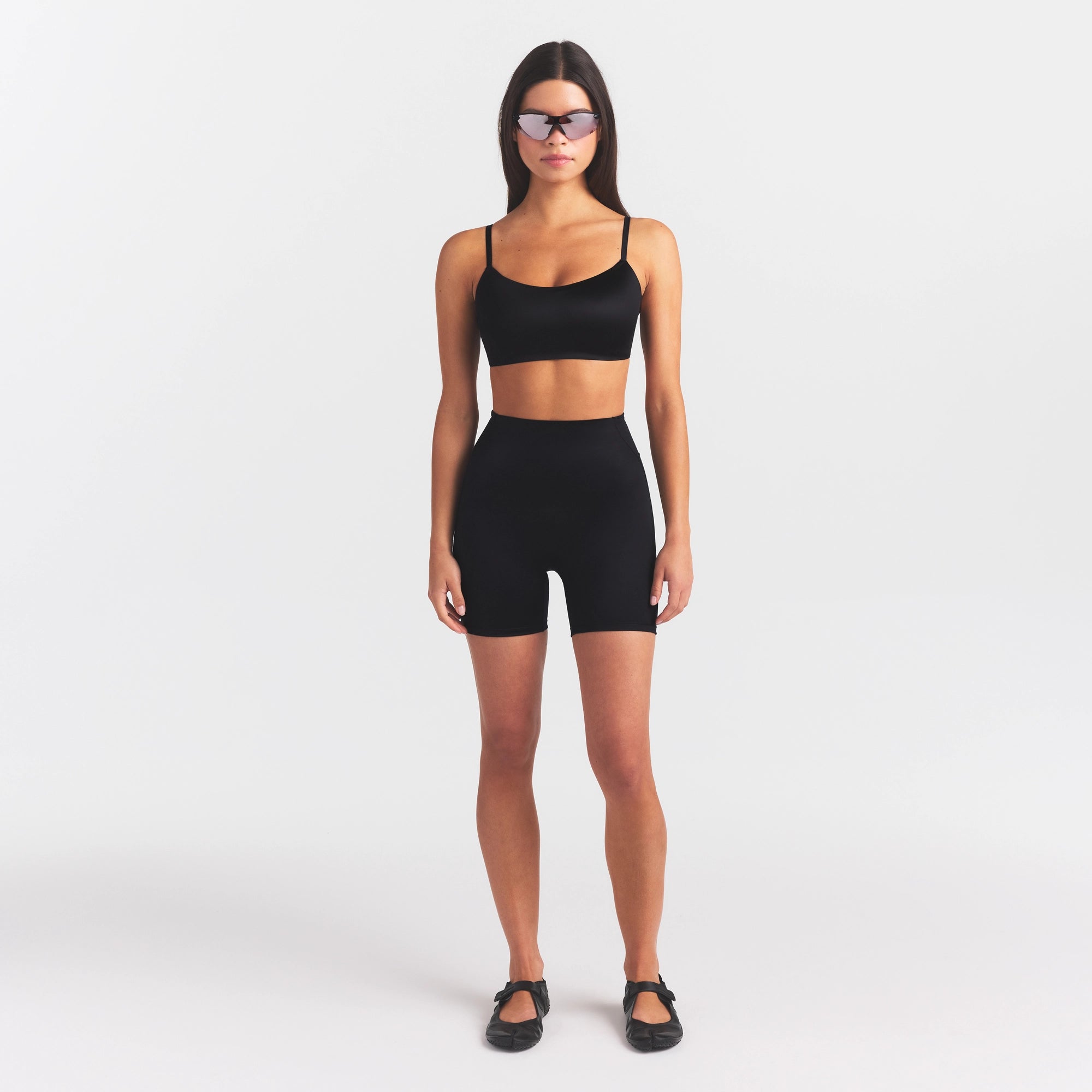 NikeSKIMS SATIN SHINE BONDED WAIST 5 BIKER SHORT | OBSIDIAN - Image 2