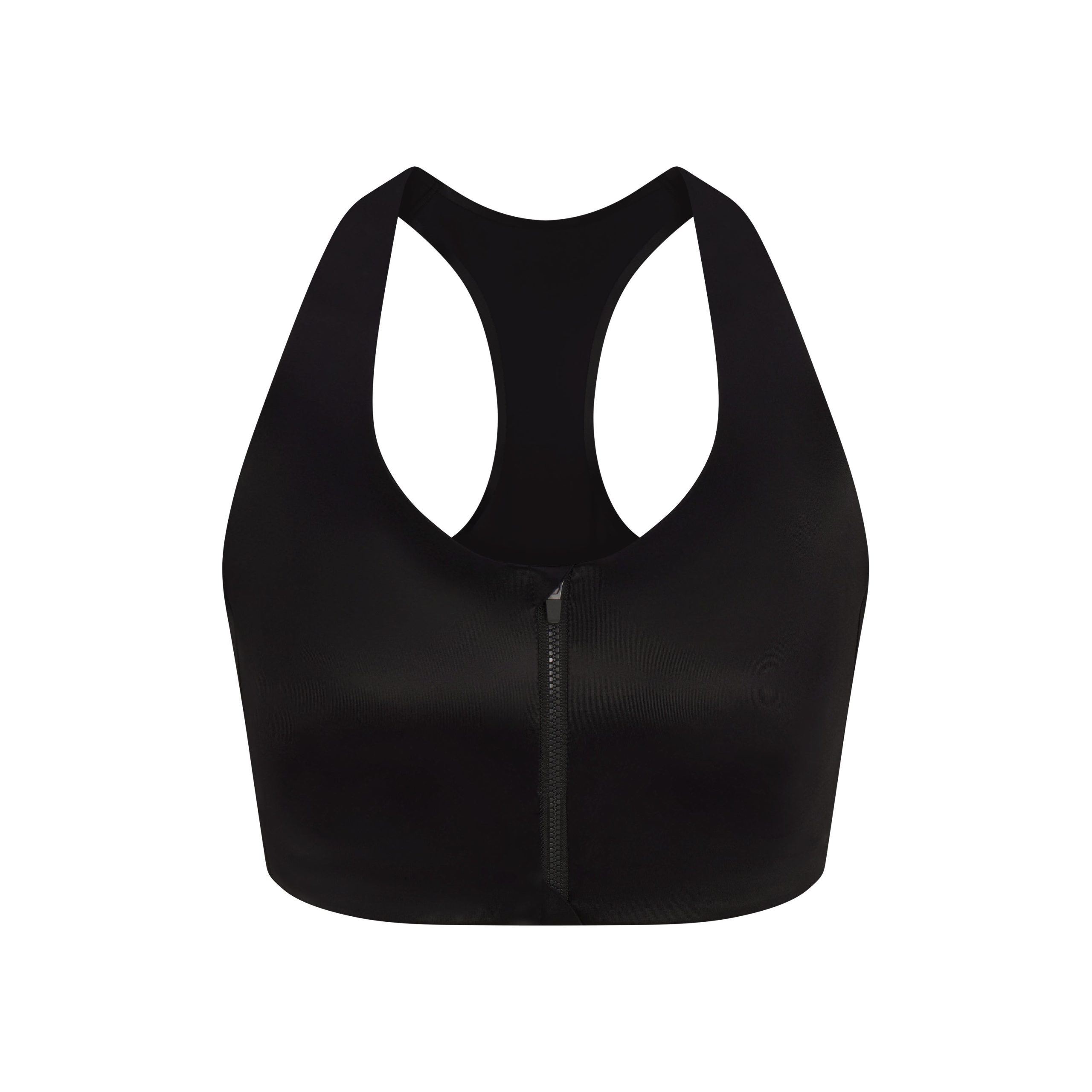 NikeSKIMS SATIN SHINE RACERBACK ZIP FRONT BRA | OBSIDIAN