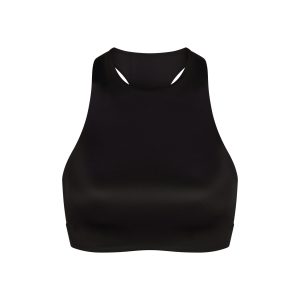 NikeSKIMS SATIN SHINE HIGH NECK BRA | OBSIDIAN