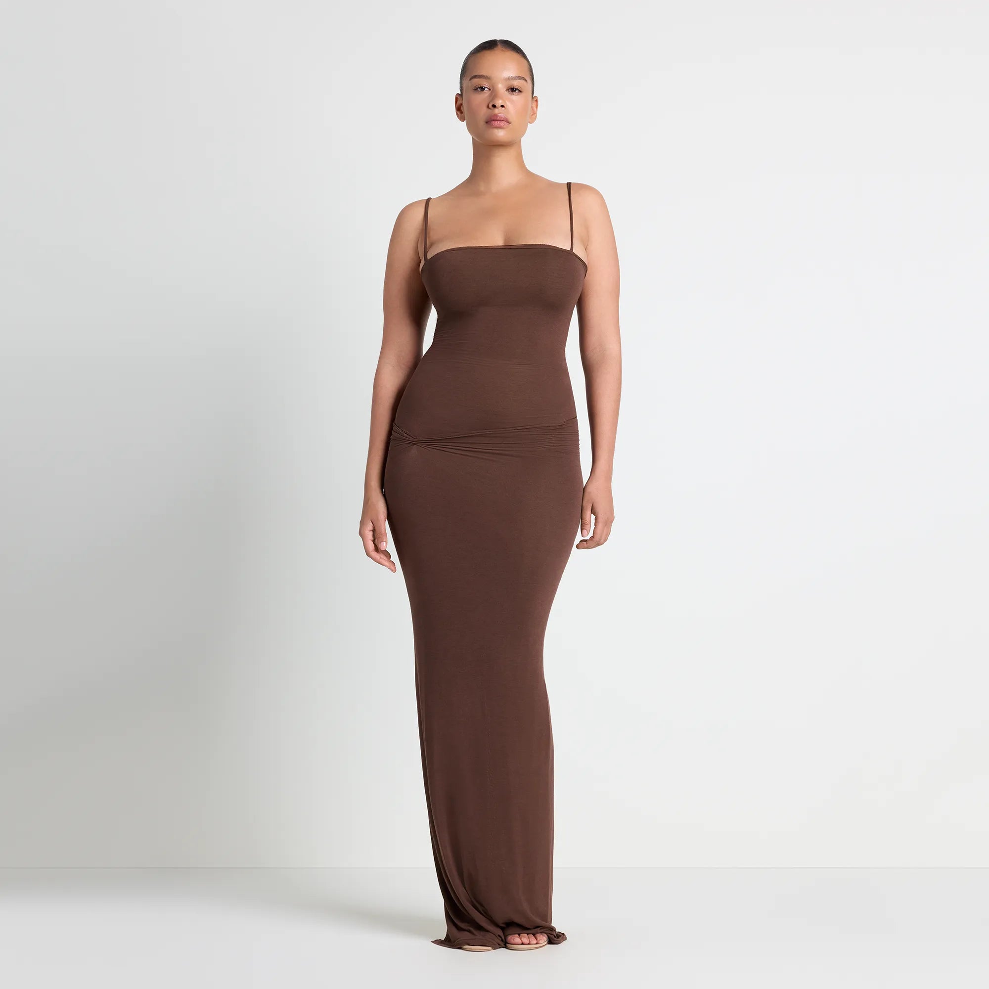 VETTESE X SKIMS SHEER MODAL LONG DRESS | COCOA - Image 2