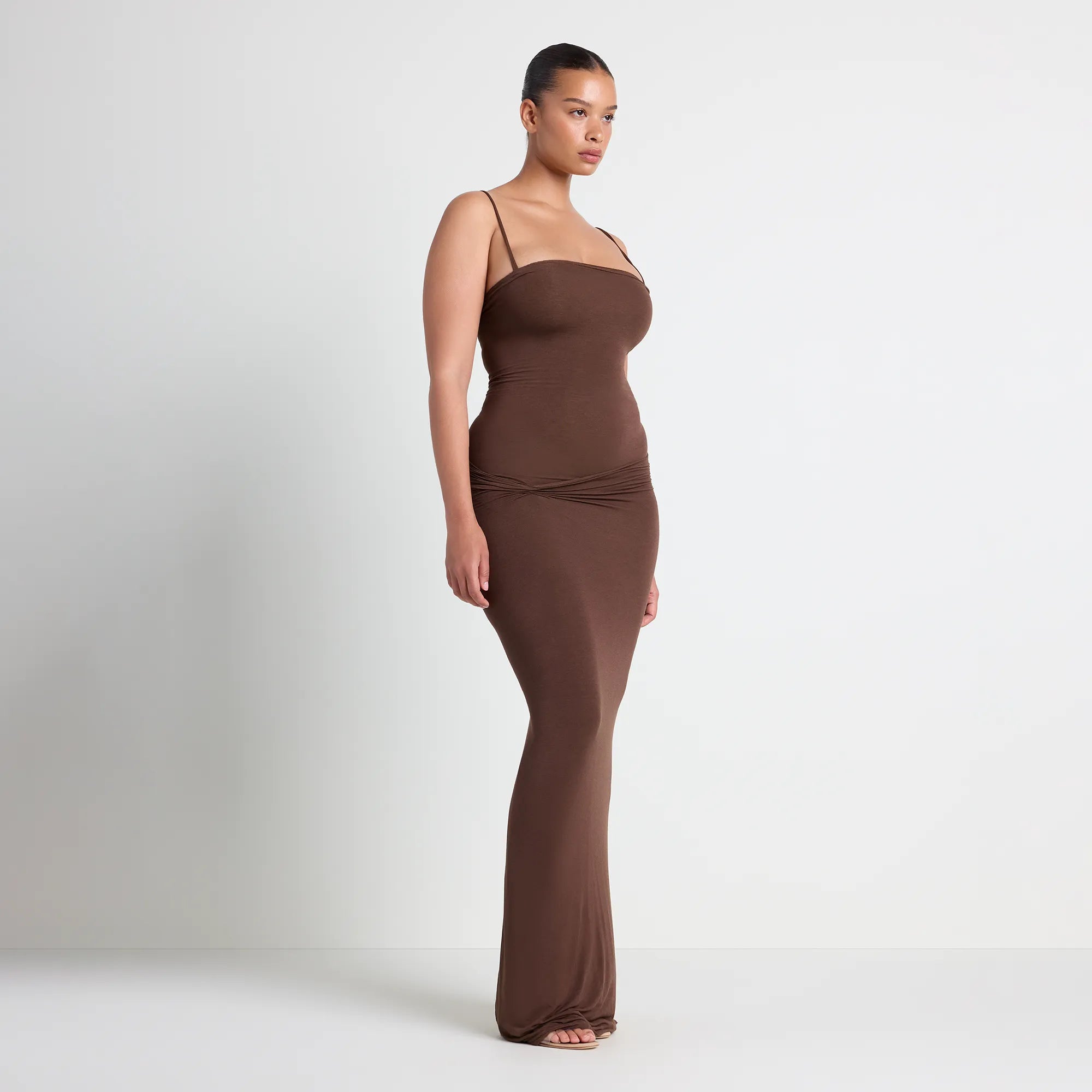 VETTESE X SKIMS SHEER MODAL LONG DRESS | COCOA - Image 4