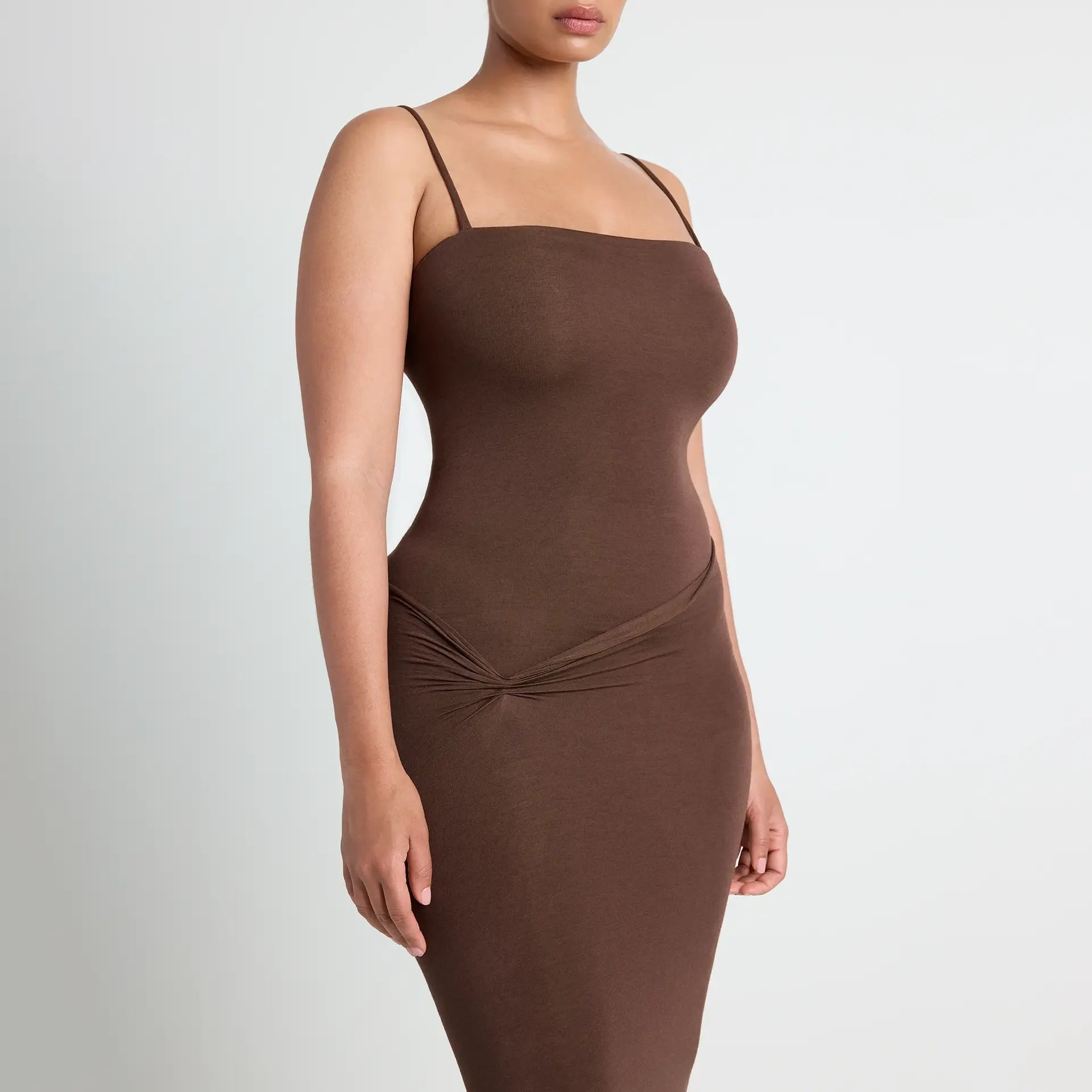VETTESE X SKIMS SHEER MODAL LONG DRESS | COCOA - Image 3