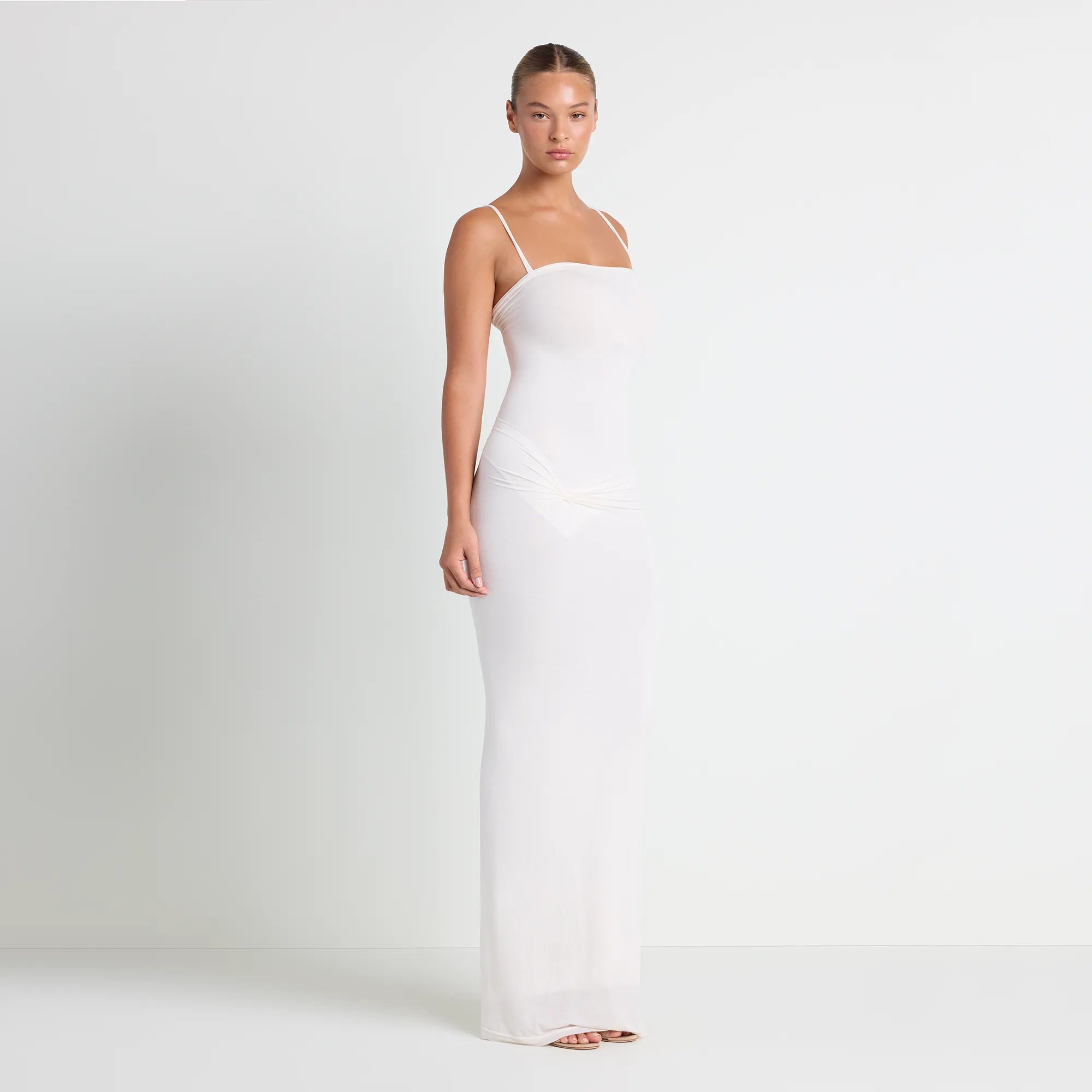 VETTESE X SKIMS SHEER MODAL LONG DRESS | ECRU - Image 4