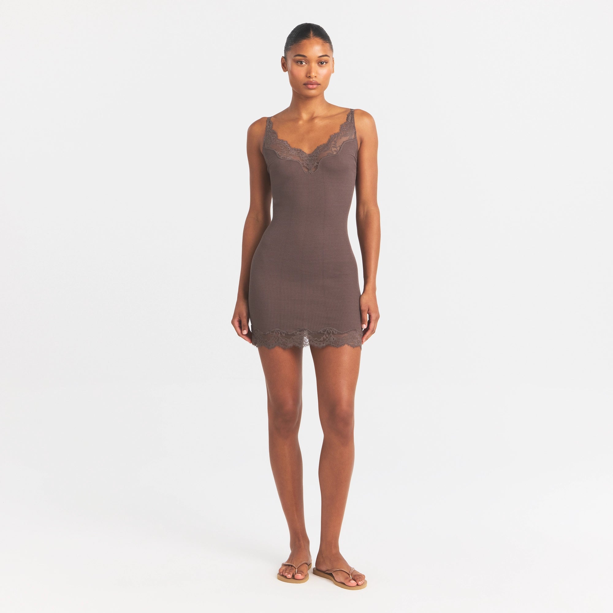 RIB KNIT LACE MINI DRESS | AMETHYST - Image 2