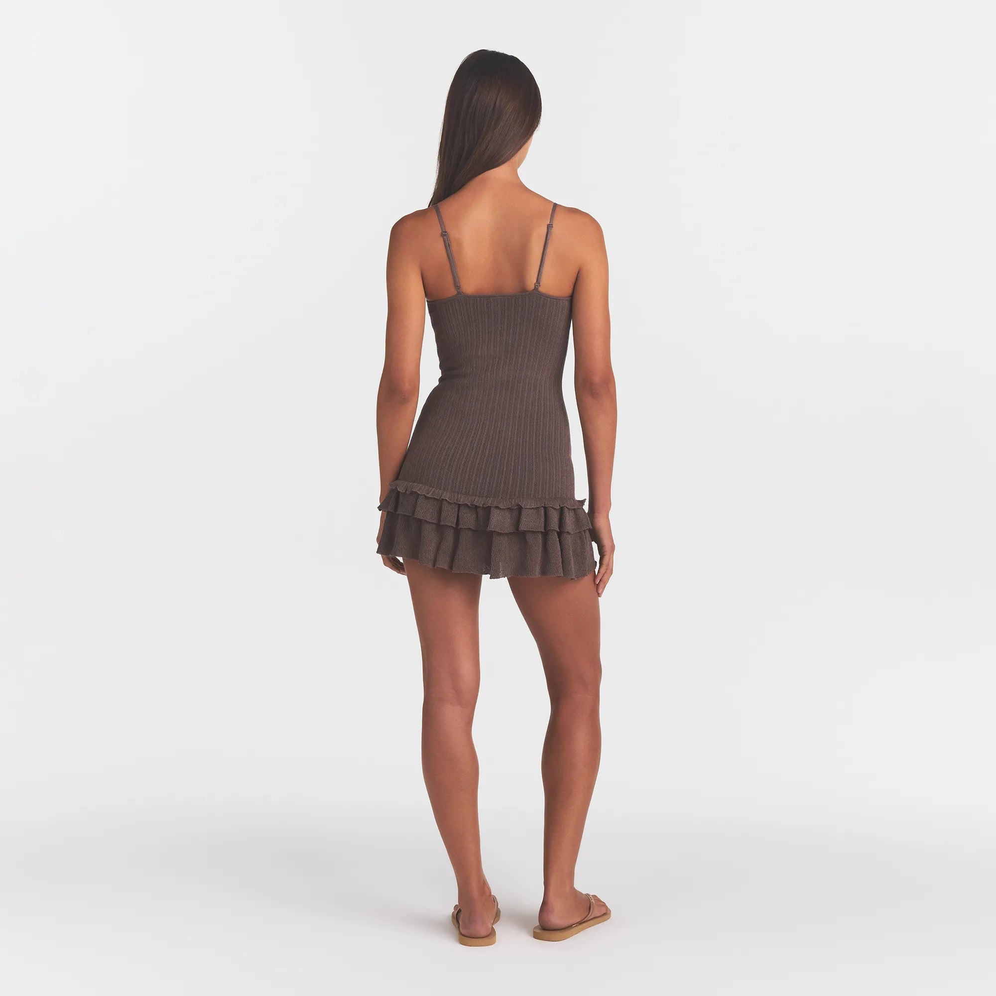 SHEER KNIT RUFFLE DRESS | AMETHYST - Image 5