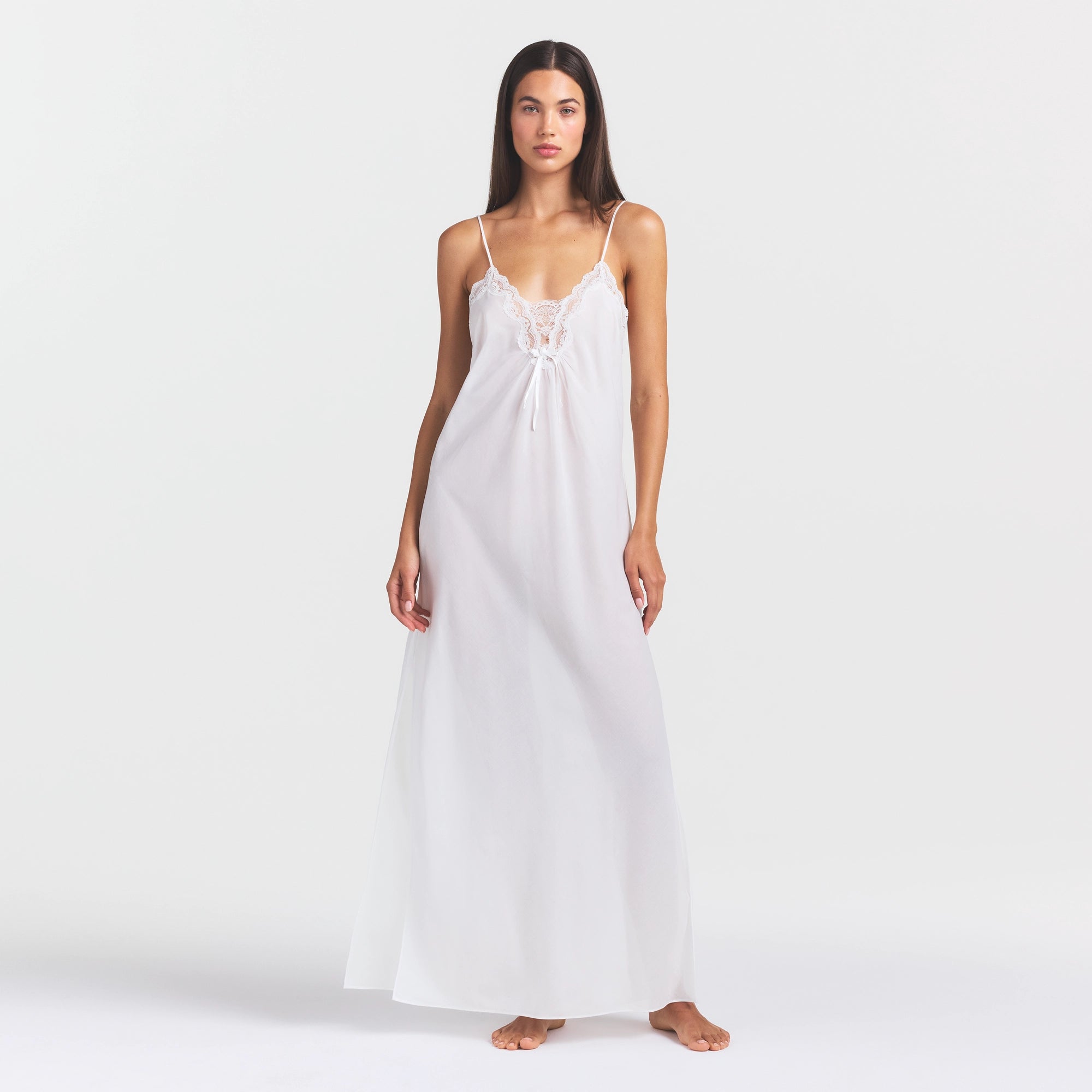 VOILE SLEEP LONG DRESS | SNOW - Image 3