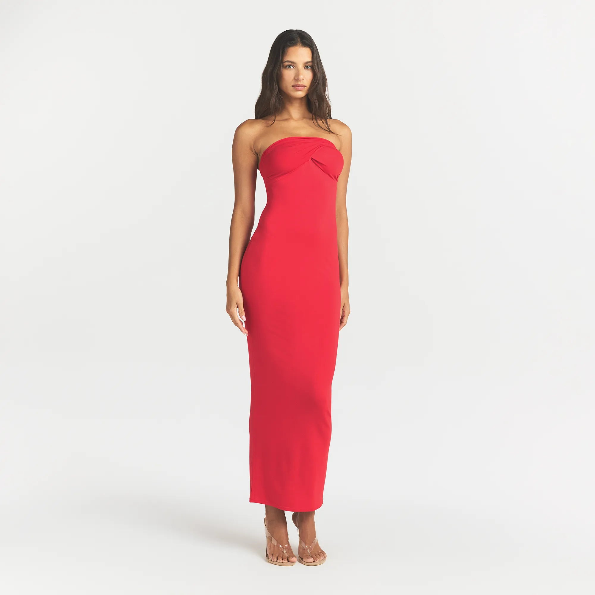 SMOOTH LAYERS CONVERTIBLE LONG DRESS | CARMINE - Image 3