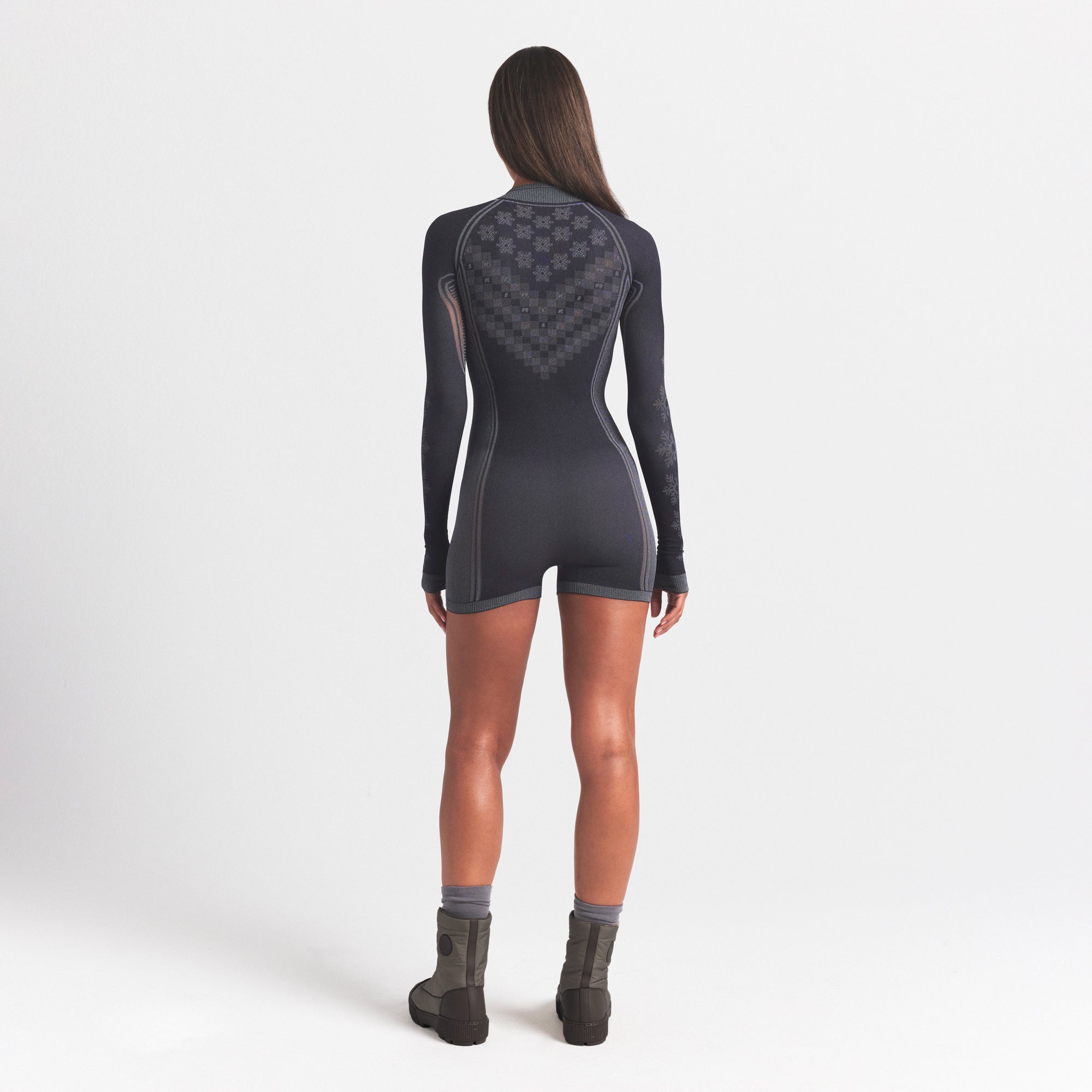 SKIMS FIRST LAYERS HALF ZIP ONESIE | OBSIDIAN WINTER FAIR ISLE - Image 5