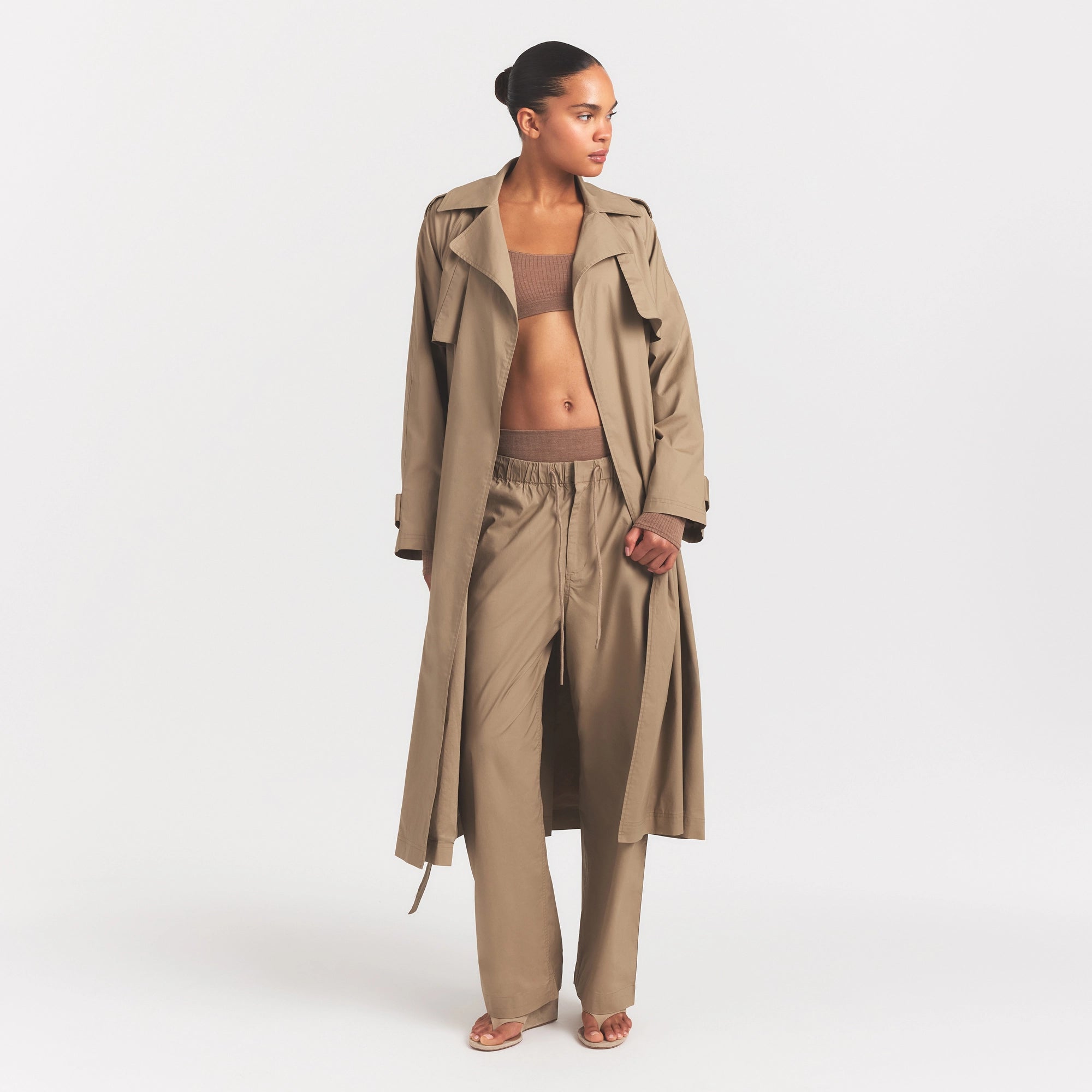 WOVEN COTTON OVERSIZED TRENCH COAT | DESERT - Image 4