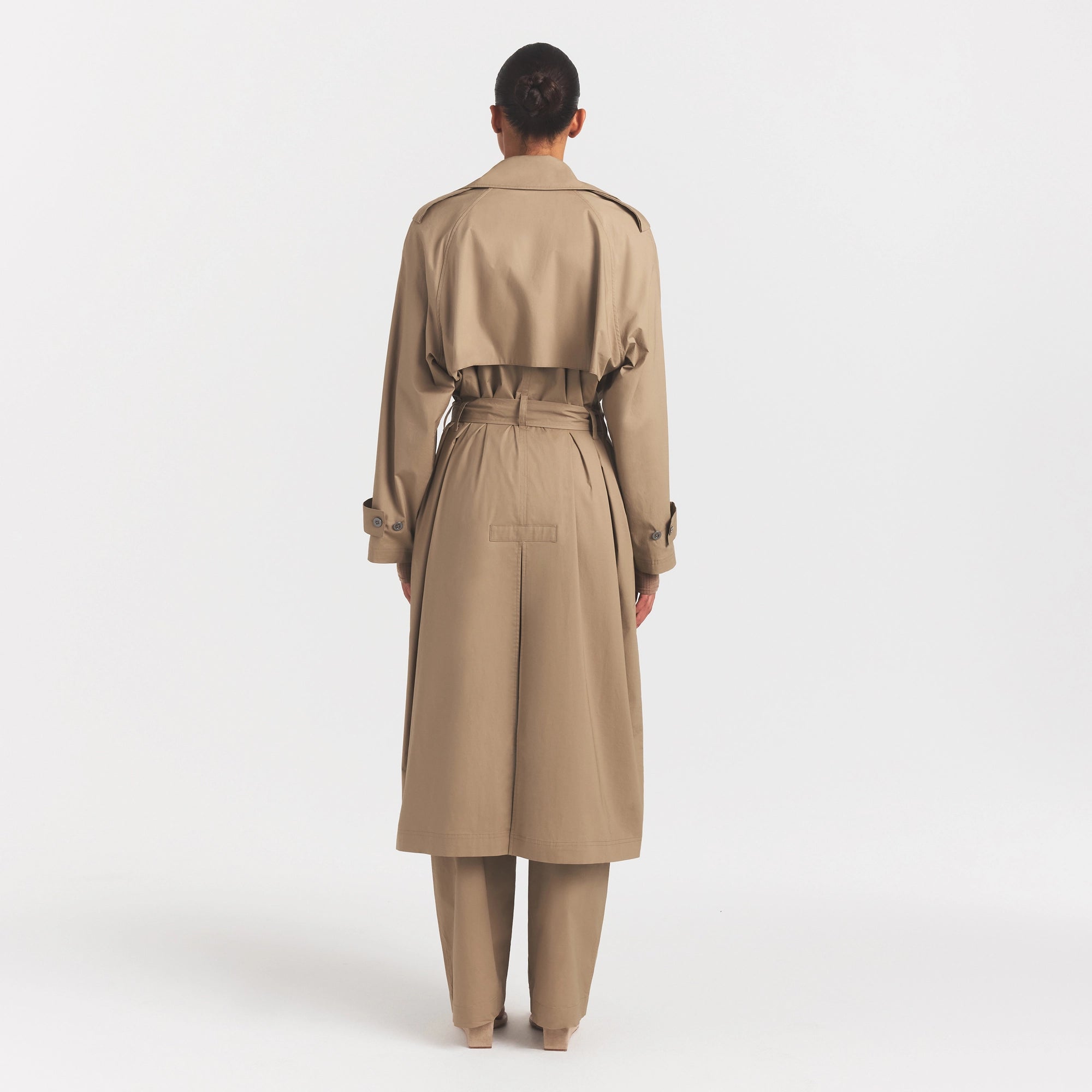 WOVEN COTTON OVERSIZED TRENCH COAT | DESERT - Image 6