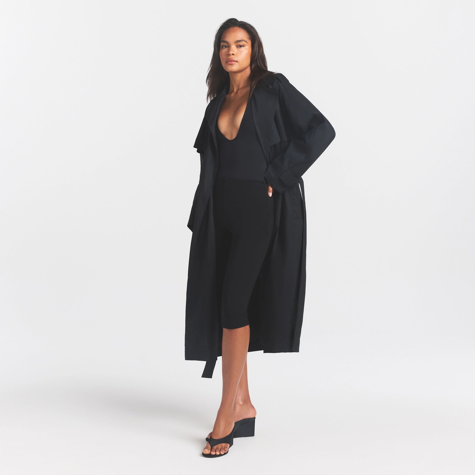 WOVEN COTTON OVERSIZED TRENCH COAT | ONYX - Image 4