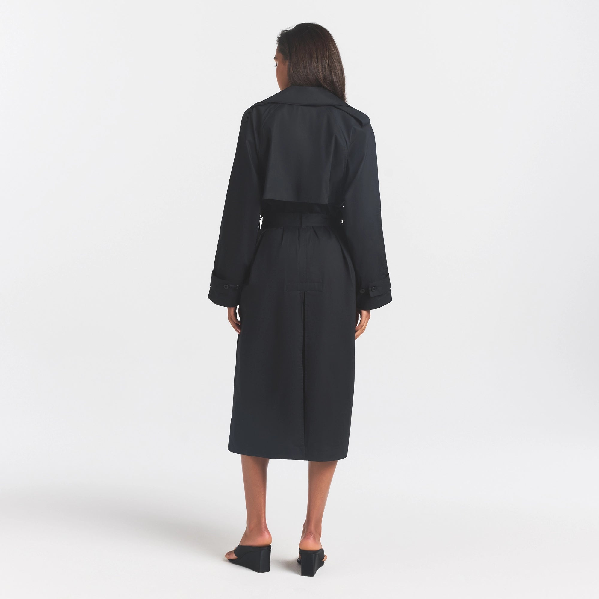 WOVEN COTTON OVERSIZED TRENCH COAT | ONYX - Image 5