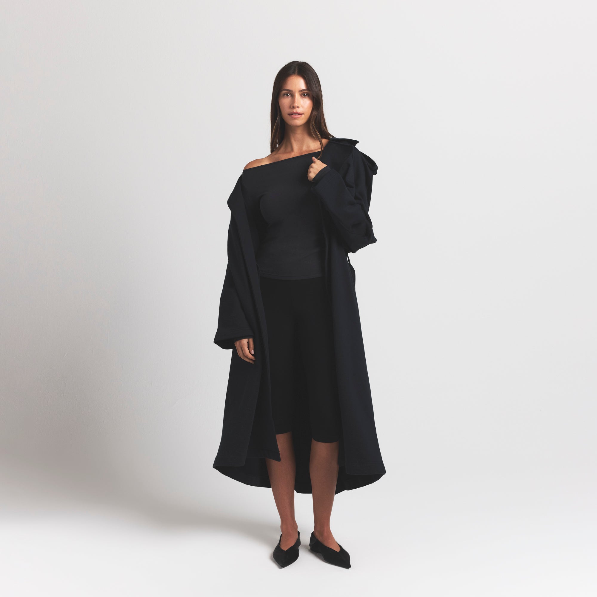 BOYFRIEND FLEECE OVERSIZED TRENCH COAT | ONYX - Image 5