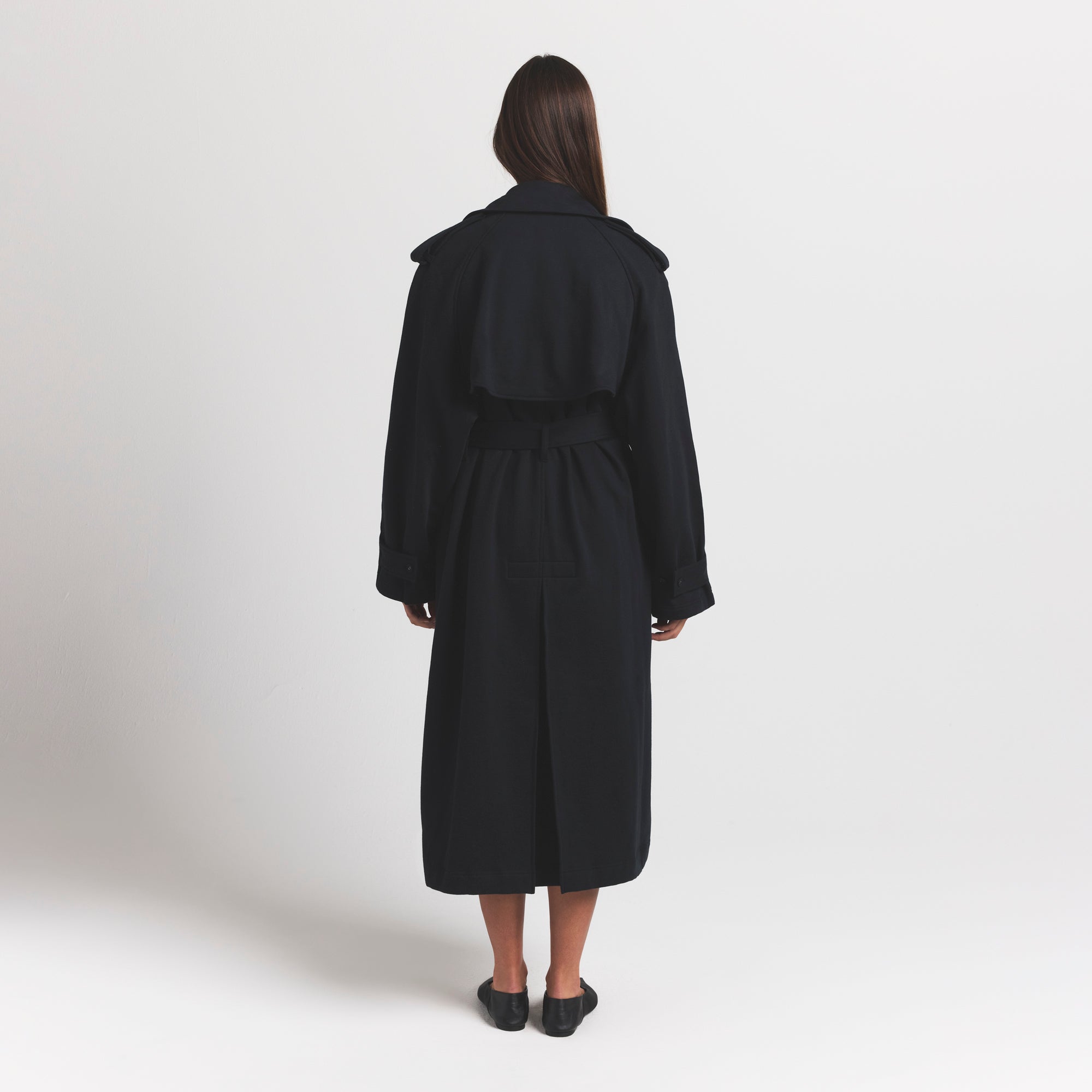 BOYFRIEND FLEECE OVERSIZED TRENCH COAT | ONYX - Image 4
