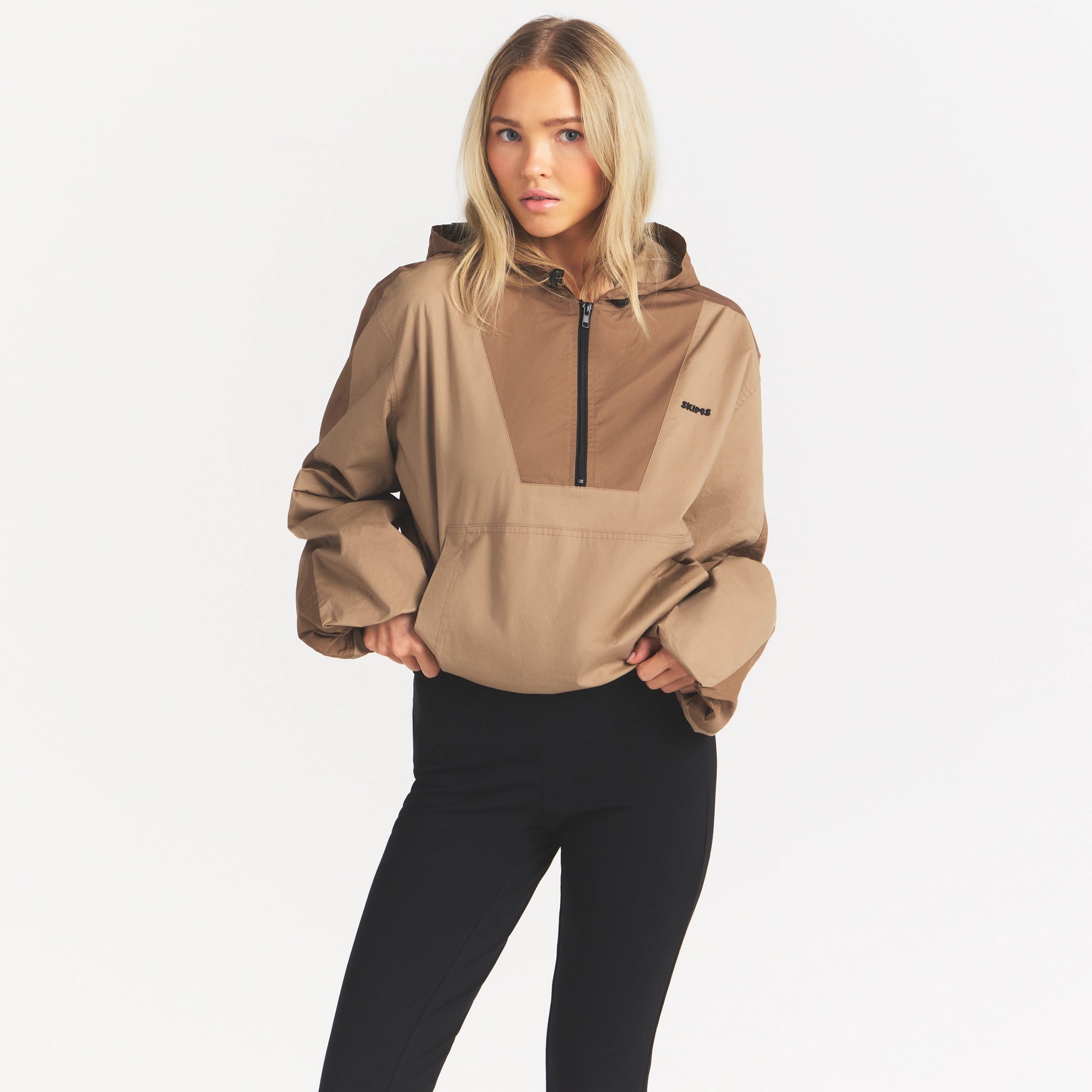 WOVEN COTTON HALF ZIP PULLOVER | DESERT - Image 4