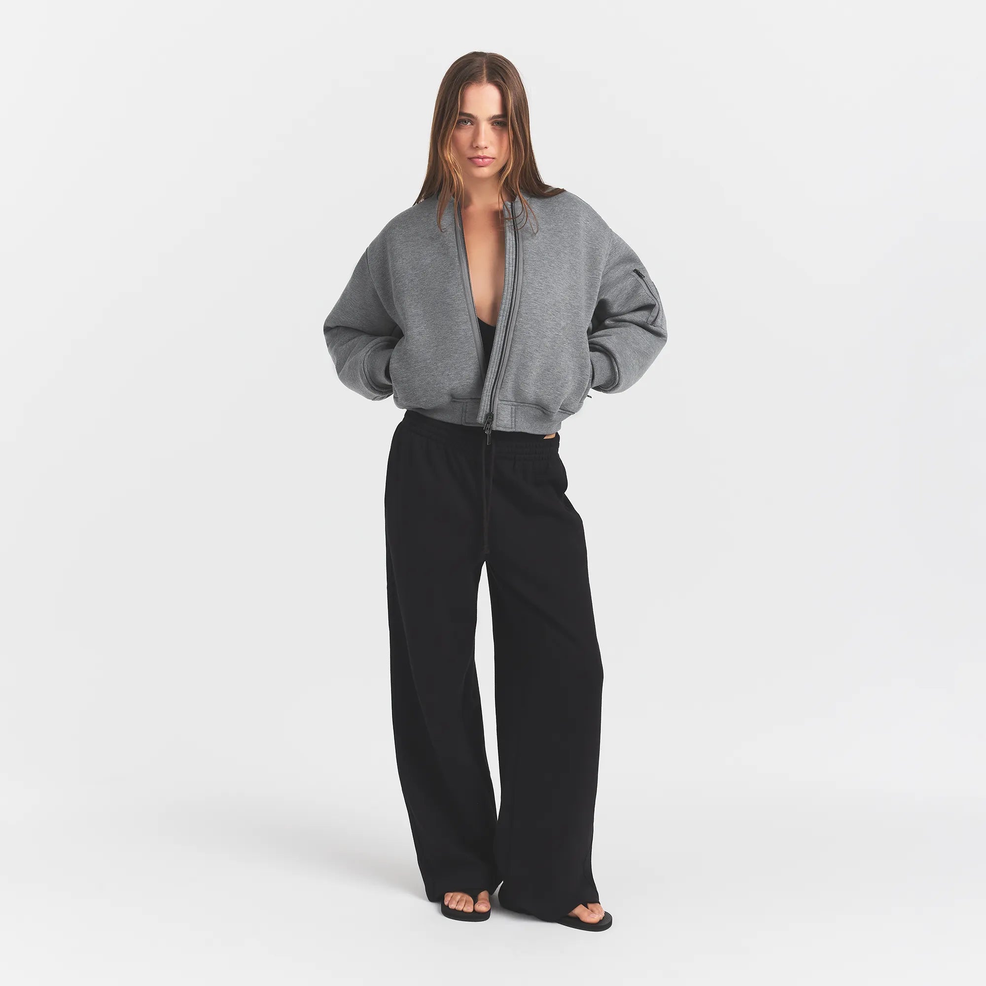NEOPRENE OUTERWEAR REVERSIBLE BOMBER JACKET | DARK HEATHER GREY - Image 2