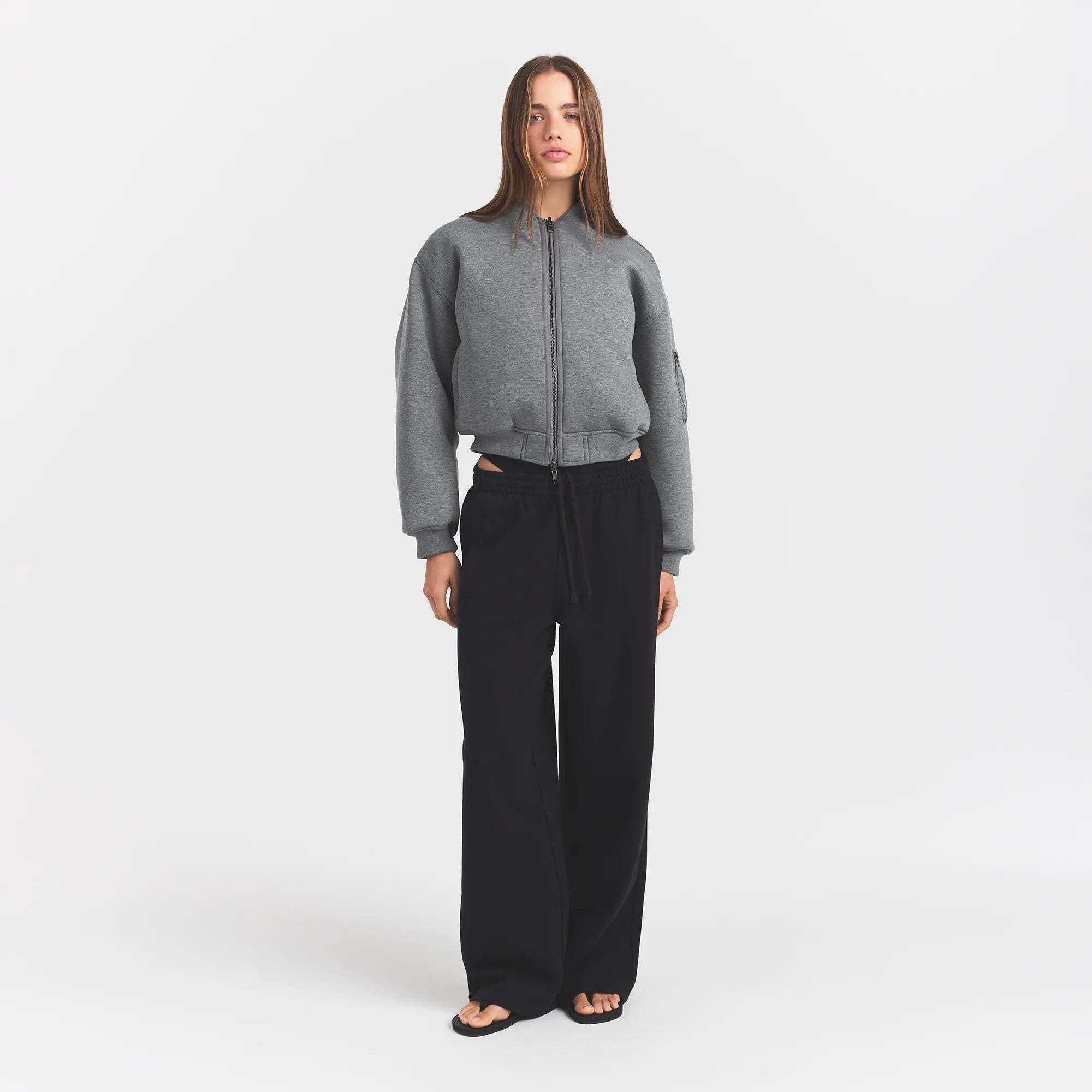 NEOPRENE OUTERWEAR REVERSIBLE BOMBER JACKET | DARK HEATHER GREY - Image 4
