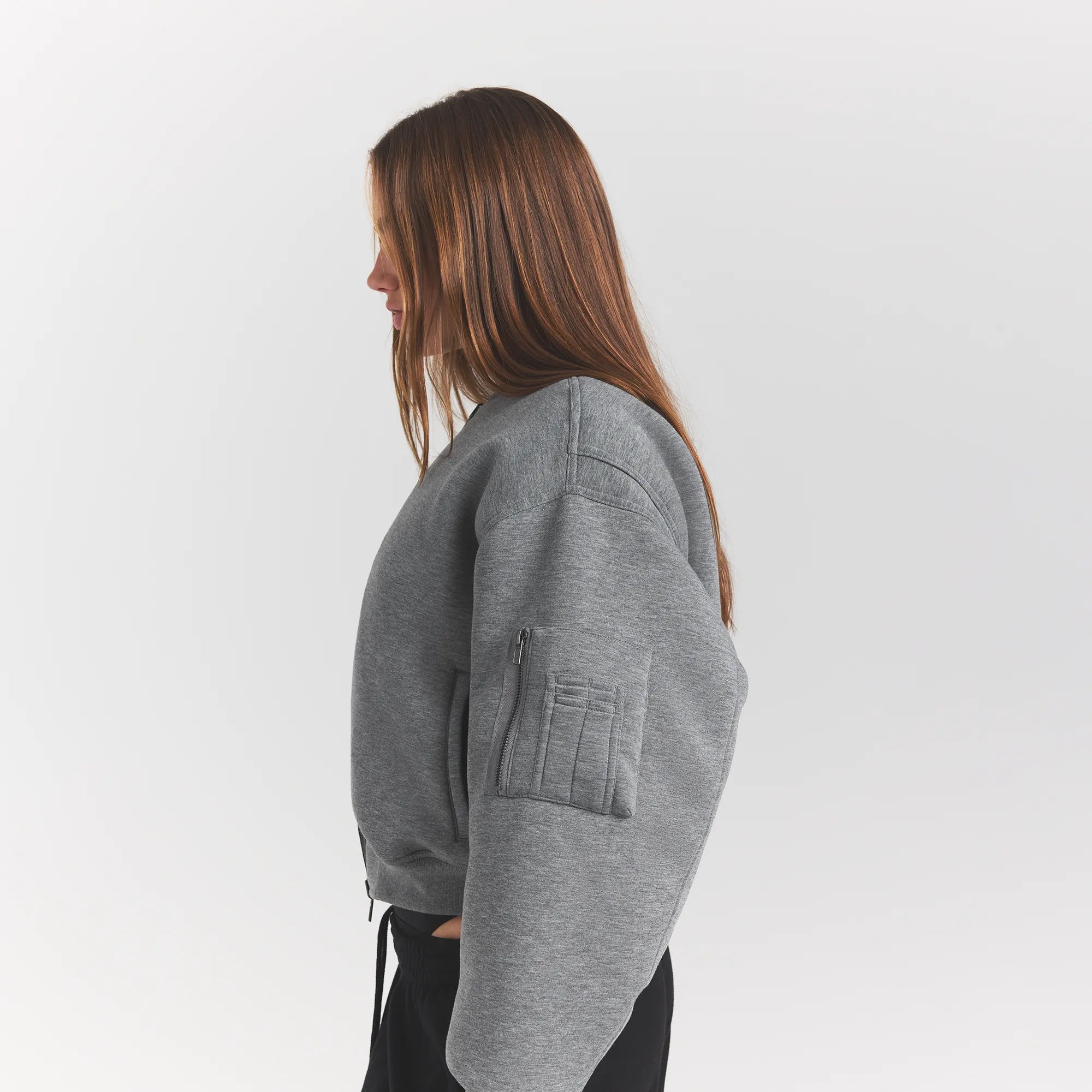 NEOPRENE OUTERWEAR REVERSIBLE BOMBER JACKET | DARK HEATHER GREY - Image 6