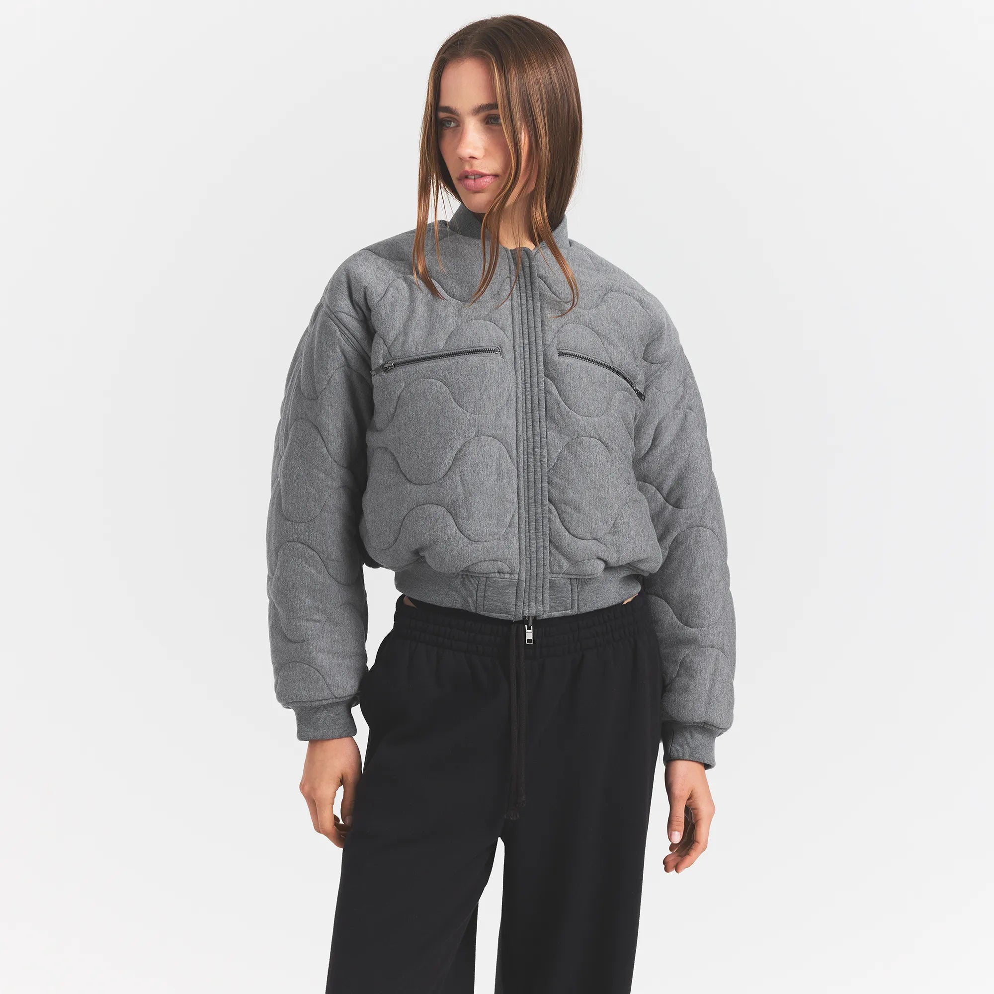 NEOPRENE OUTERWEAR REVERSIBLE BOMBER JACKET | DARK HEATHER GREY - Image 3