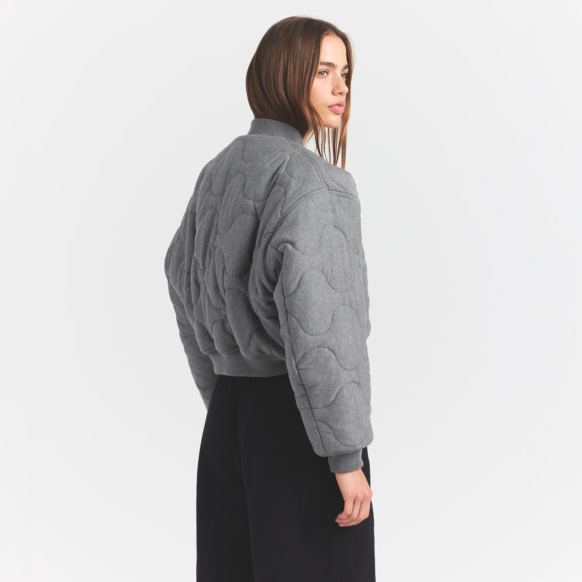 NEOPRENE OUTERWEAR REVERSIBLE BOMBER JACKET | DARK HEATHER GREY - Image 5