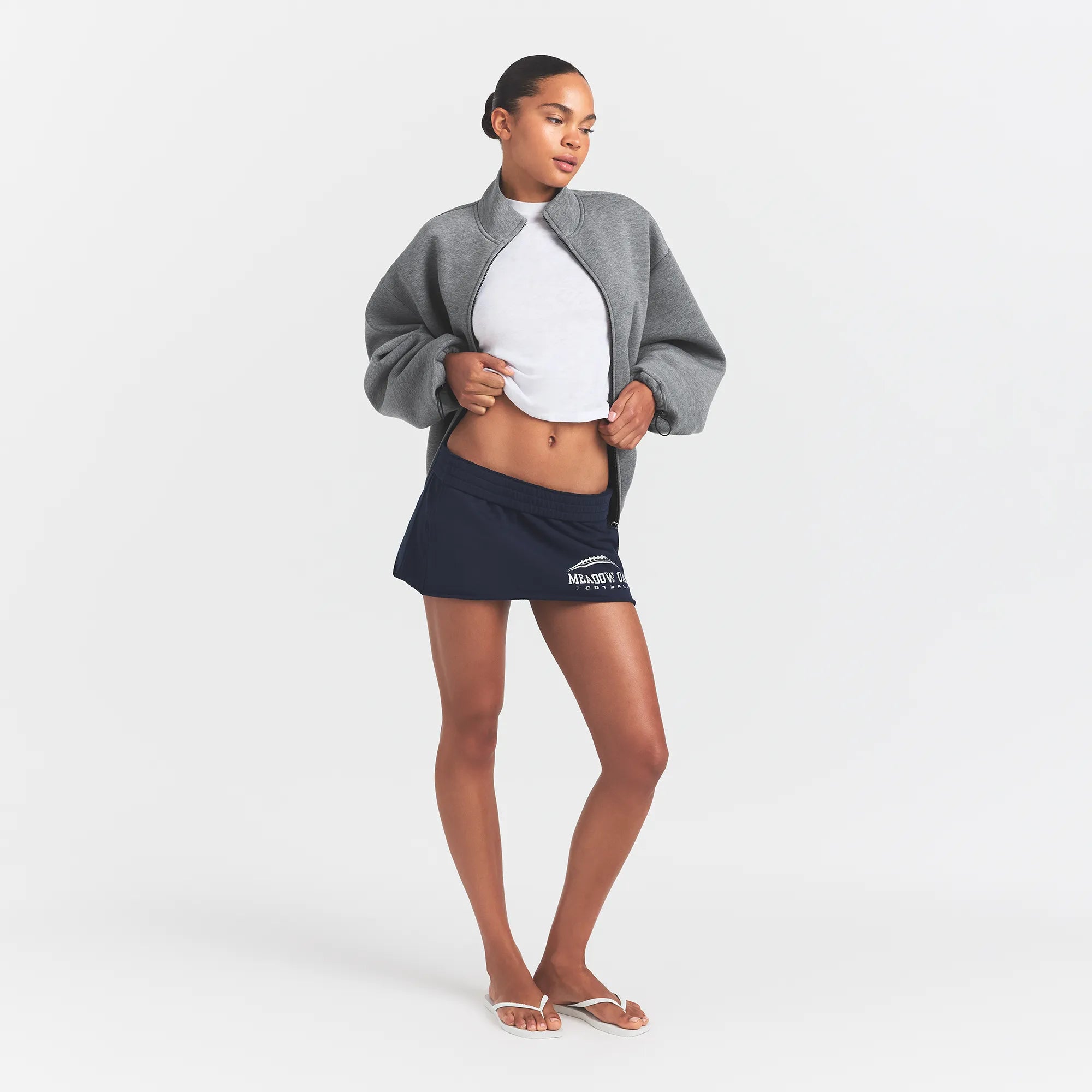NEOPRENE OUTERWEAR OVERSIZED MOCK NECK JACKET | DARK HEATHER GREY - Image 4