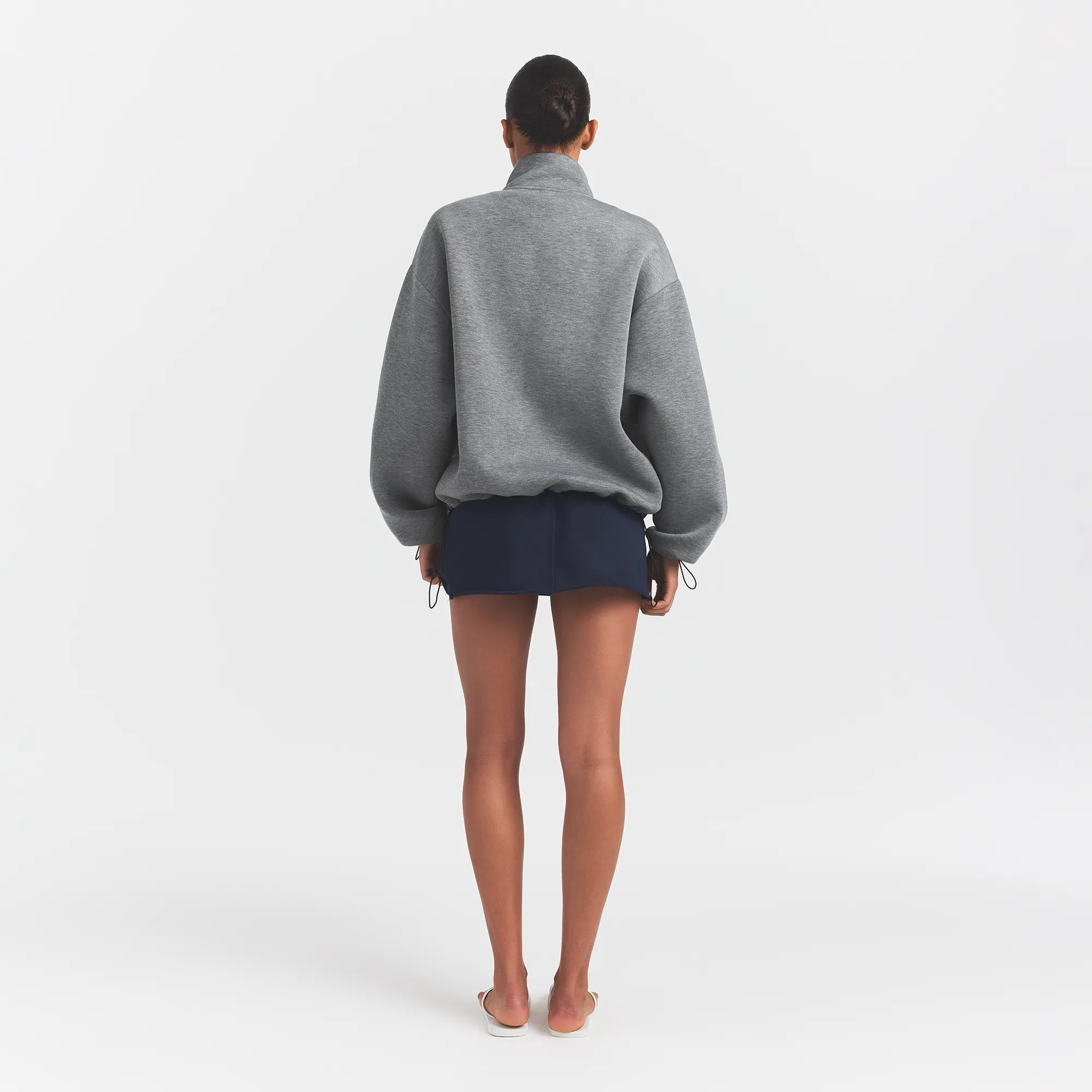 NEOPRENE OUTERWEAR OVERSIZED MOCK NECK JACKET | DARK HEATHER GREY - Image 6
