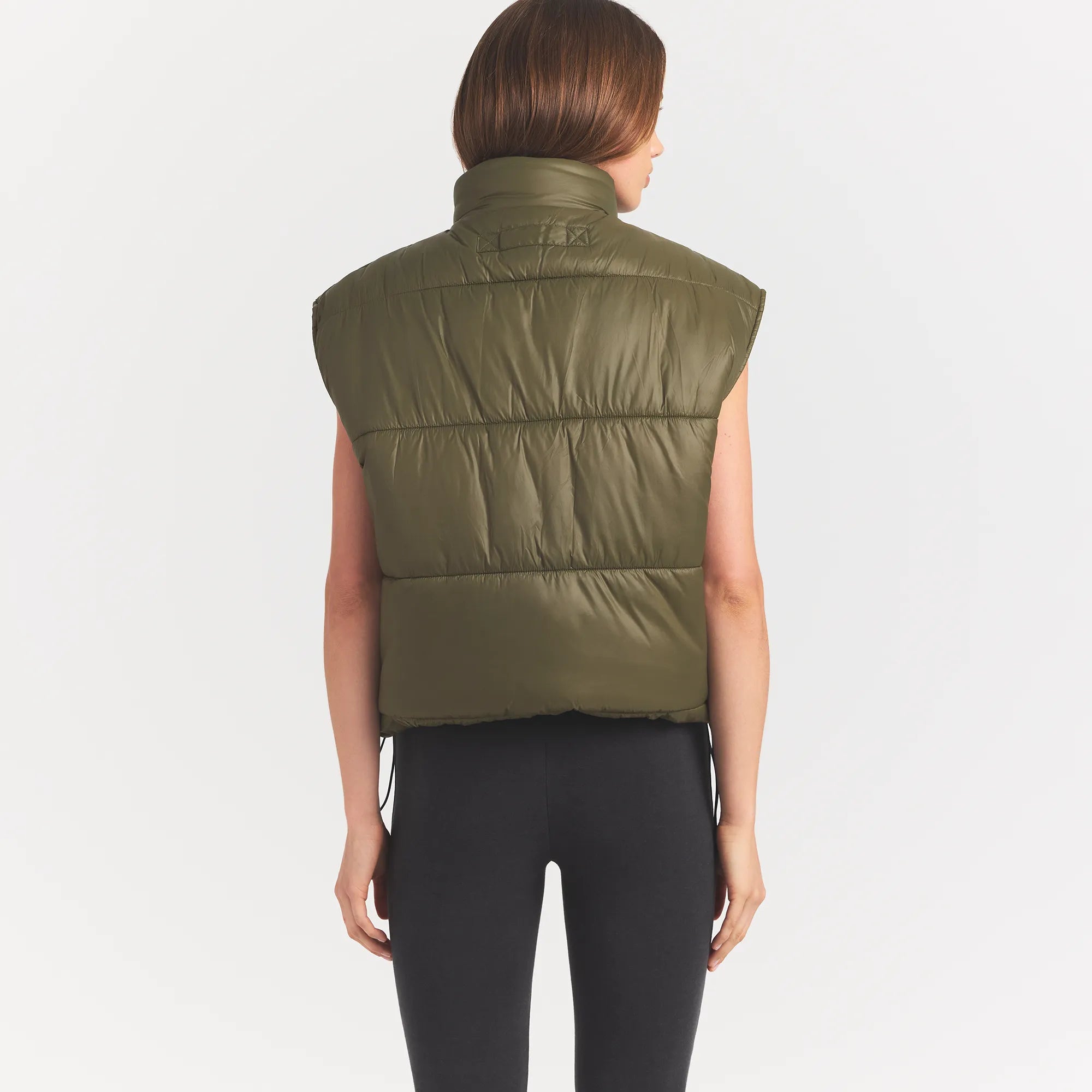 LIGHTWEIGHT PUFFER OVERSIZED VEST | OLIVE - Image 4