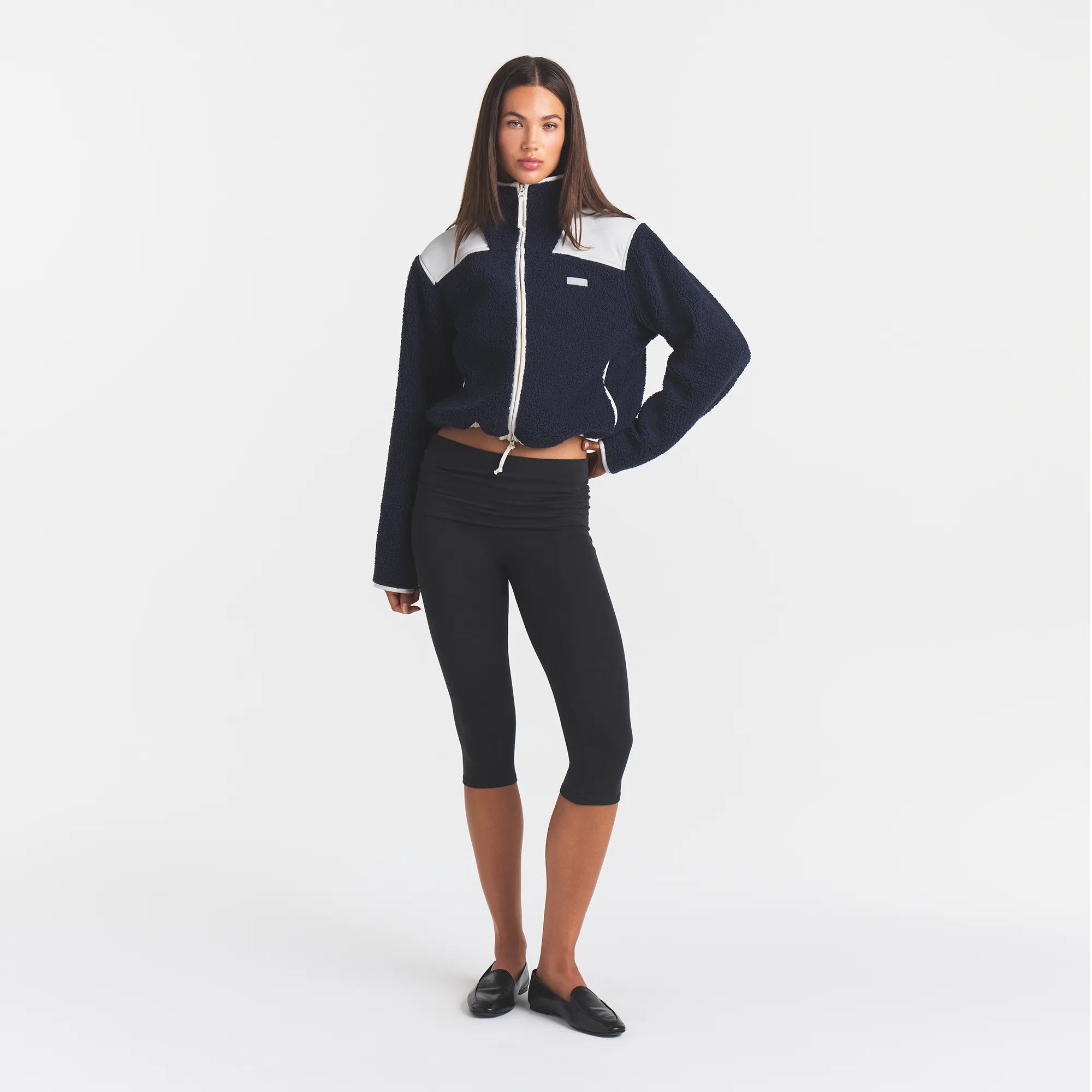 TEDDY BOXY ZIP UP JACKET | NAVY - Image 4