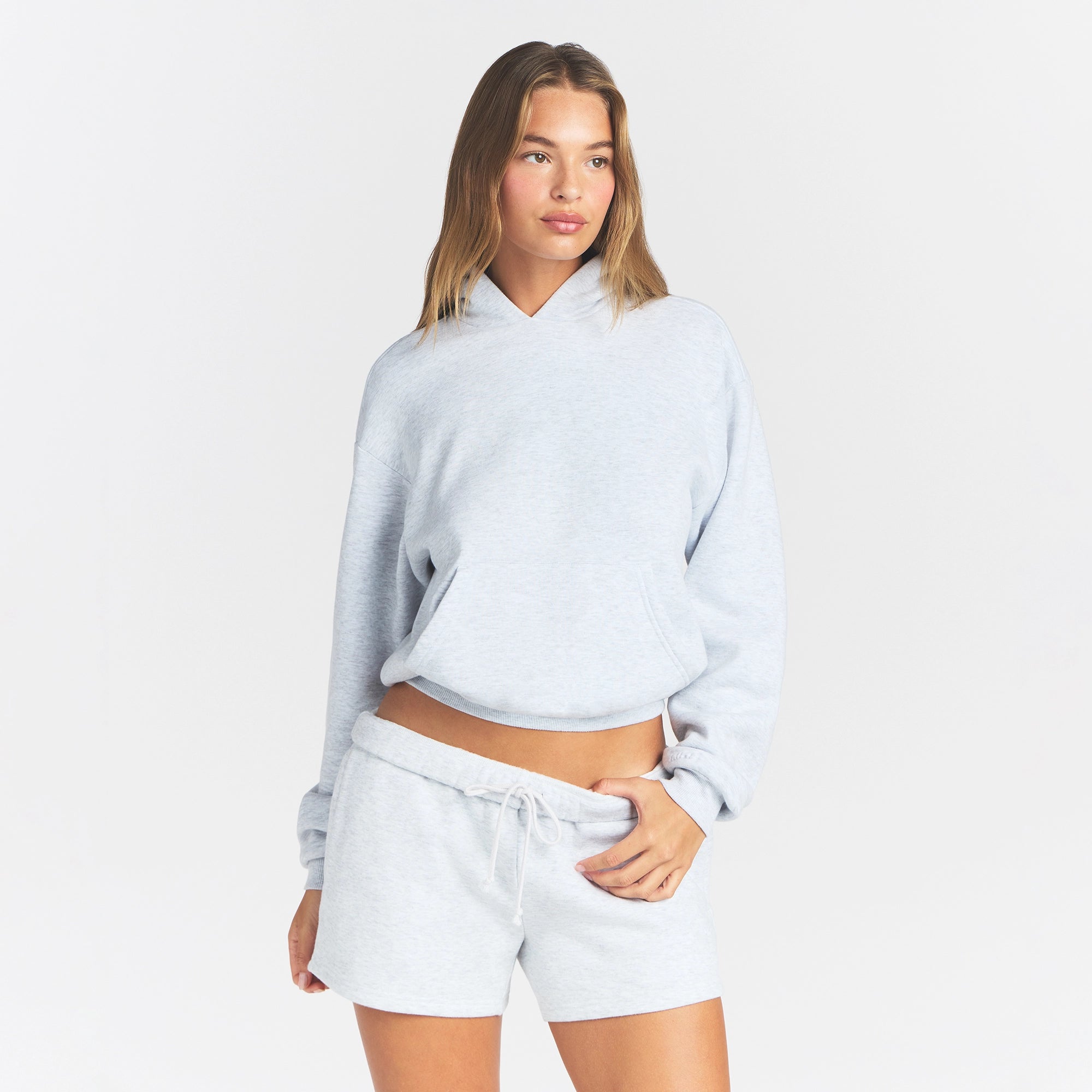 COTTON FLEECE CLASSIC HOODIE | LIGHT HEATHER GREY - Image 3