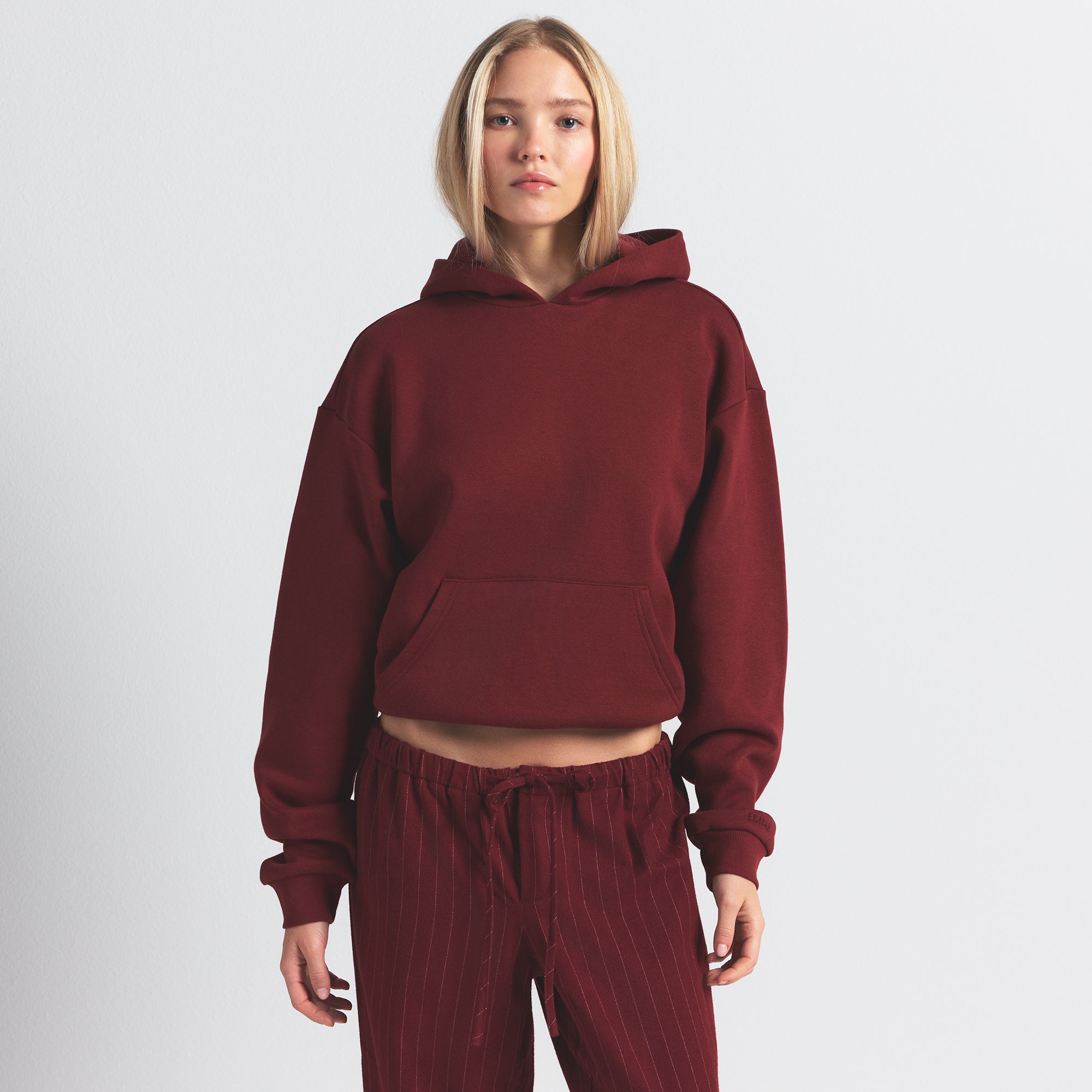 COTTON FLEECE CLASSIC HOODIE | MERLOT - Image 4