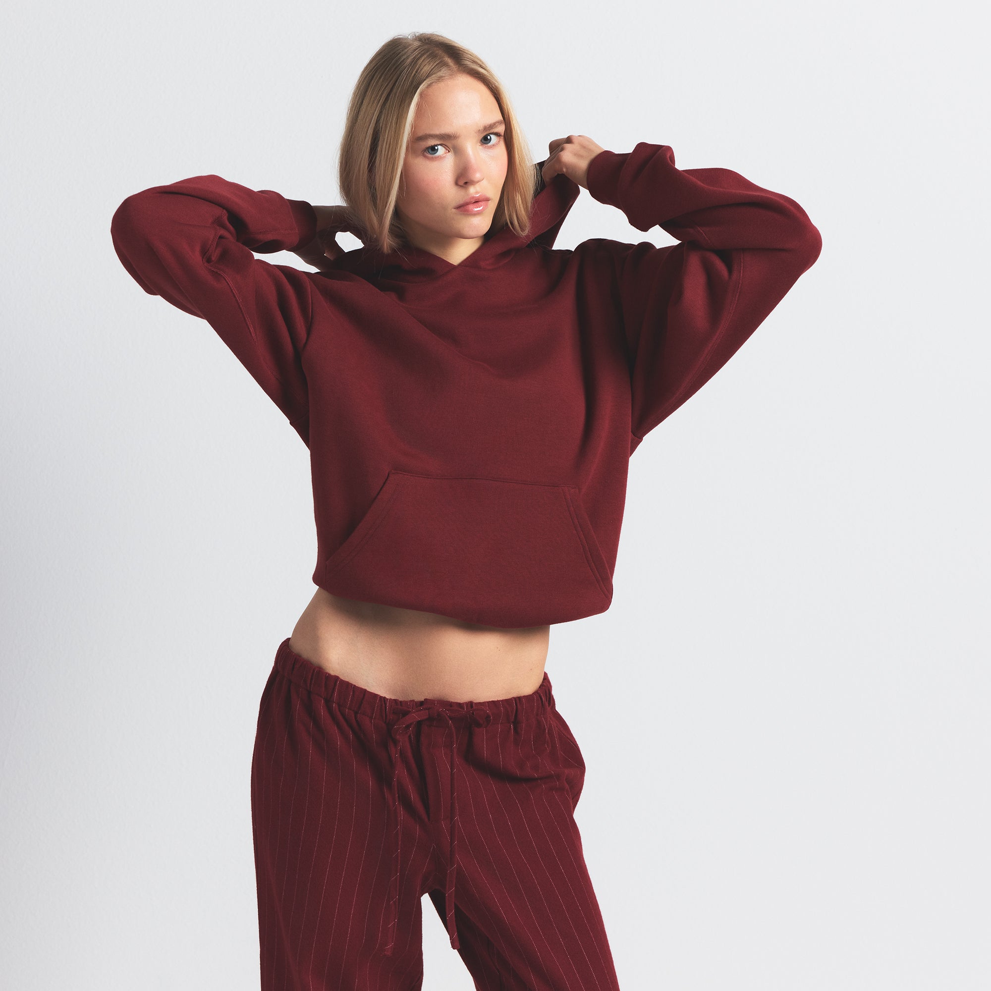 COTTON FLEECE CLASSIC HOODIE | MERLOT - Image 3