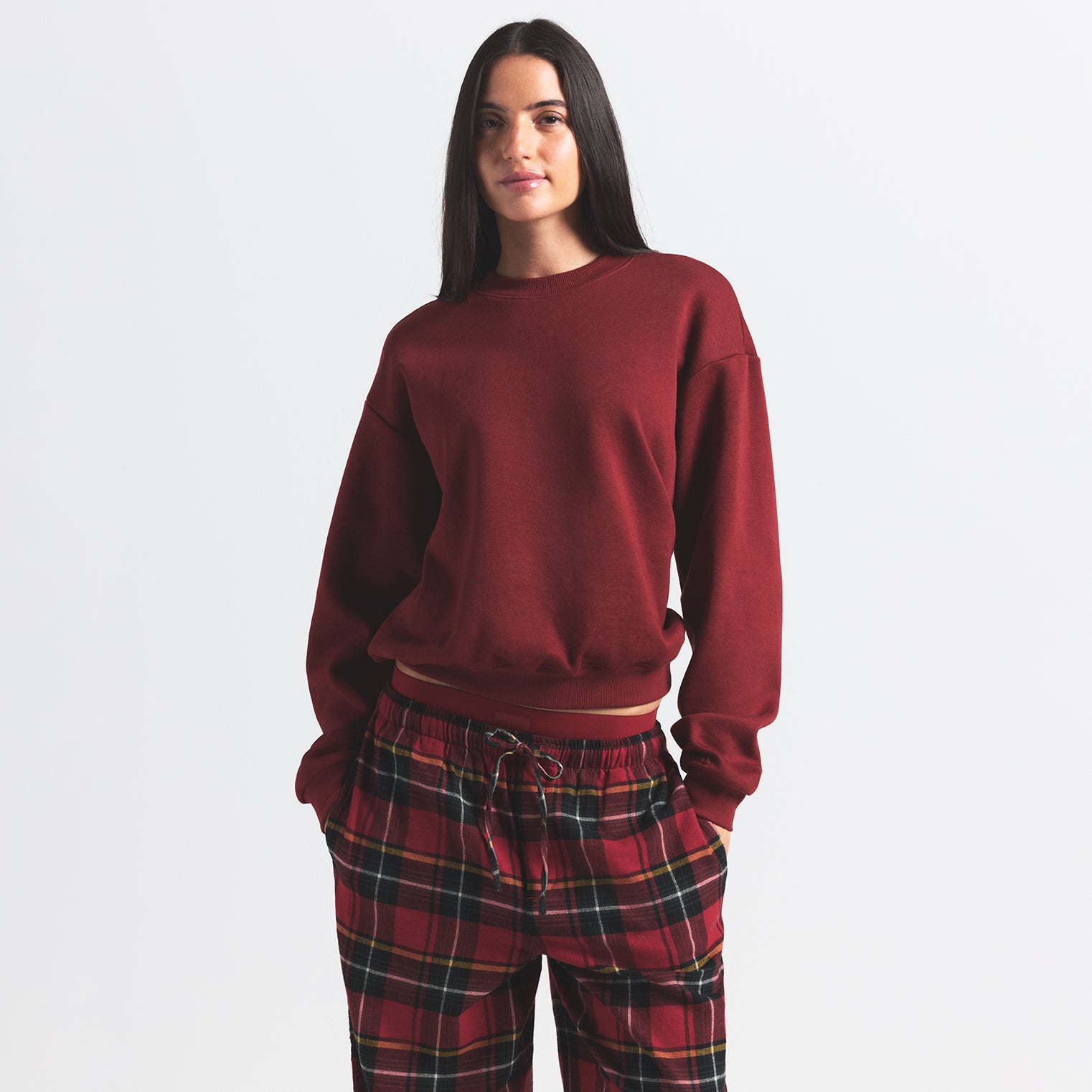 COTTON FLEECE CLASSIC CREWNECK | MERLOT - Image 3